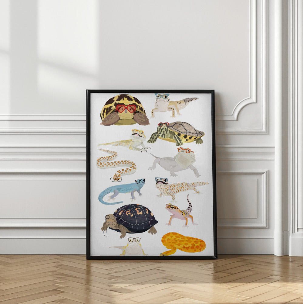 wall-art-print-canvas-poster-framed-Reptiles In Glasses , By Hanna Melin-2