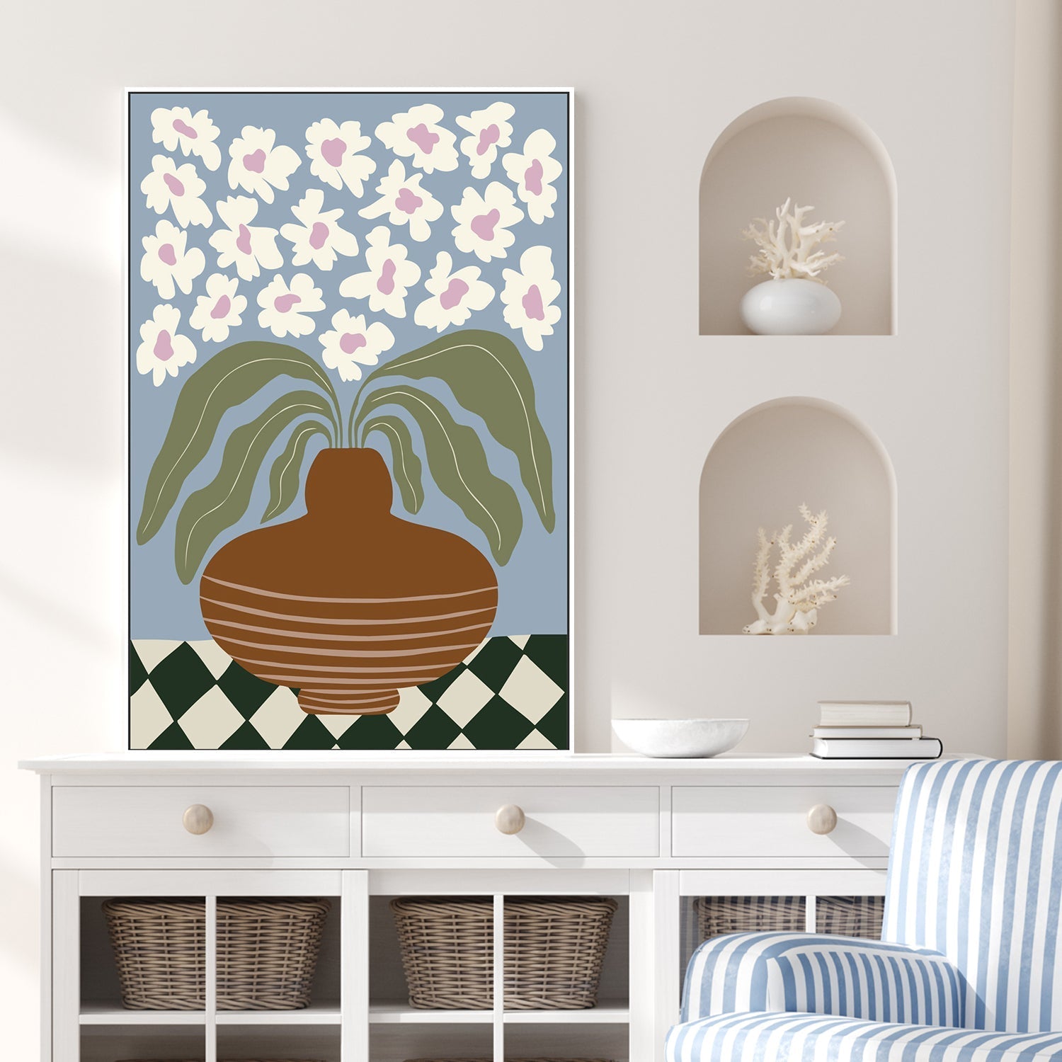 wall-art-print-canvas-poster-framed-Retro Clay and Flower , By Miho Art Studio , By Miho Art Studio-2