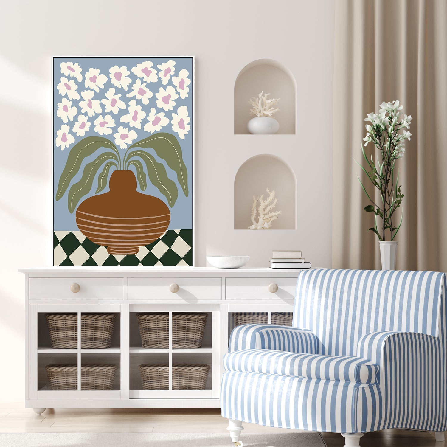 wall-art-print-canvas-poster-framed-Retro Clay and Flower , By Miho Art Studio , By Miho Art Studio-7