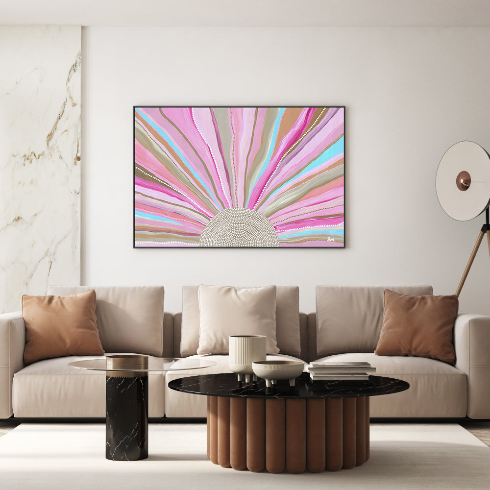 wall-art-print-canvas-poster-framed-Rising Sun, Bold Pink Tones , By Bri Chelman-GIOIA-WALL-ART