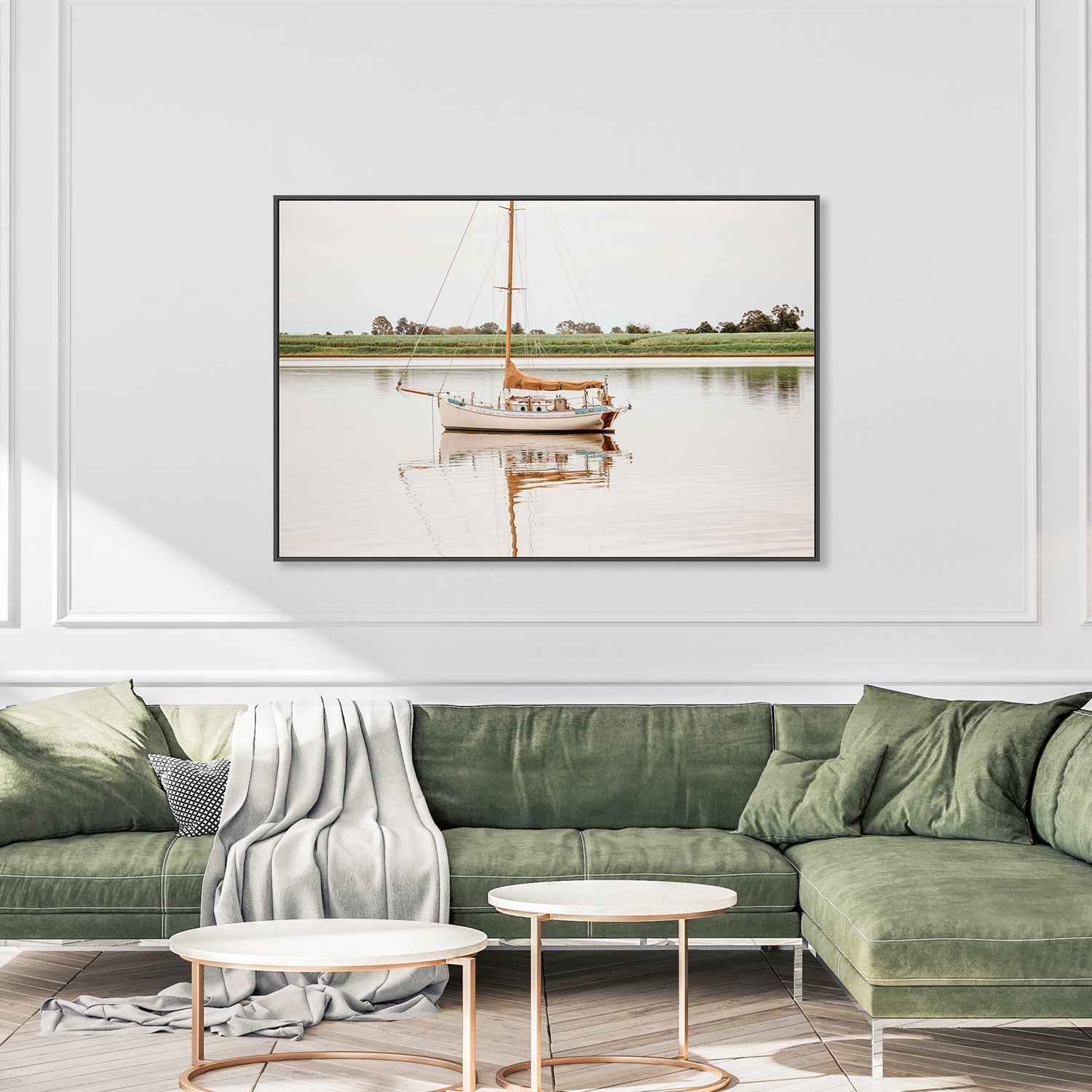 wall-art-print-canvas-poster-framed-River Yacht, Ulmarra, New South Wales , By Earth Sea & Me , By Earth Sea & Me-GIOIA-WALL-ART