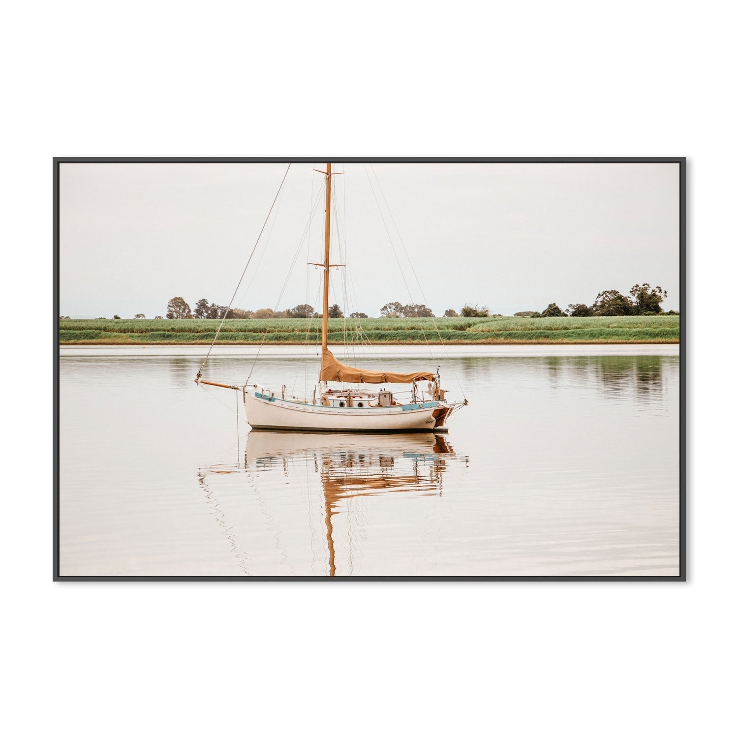 wall-art-print-canvas-poster-framed-River Yacht, Ulmarra, New South Wales , By Earth Sea & Me , By Earth Sea & Me-GIOIA-WALL-ART