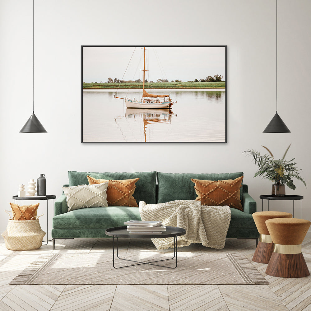 wall-art-print-canvas-poster-framed-River Yacht, Ulmarra, New South Wales , By Earth Sea & Me , By Earth Sea & Me-GIOIA-WALL-ART