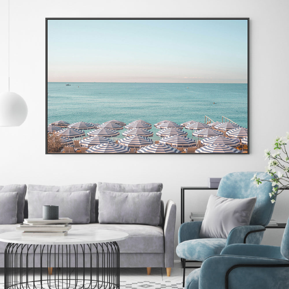 wall-art-print-canvas-poster-framed-Riviera Beach Umbrellas , By Pictufy-2