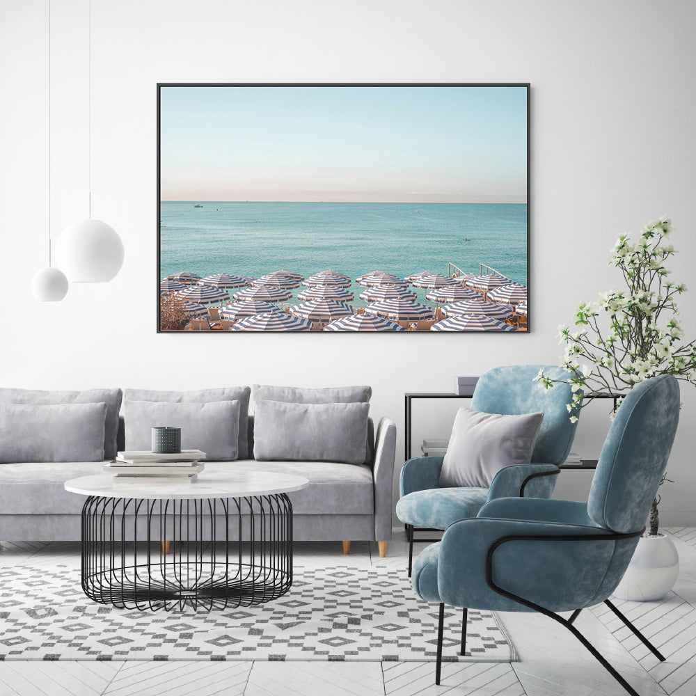 wall-art-print-canvas-poster-framed-Riviera Beach Umbrellas , By Pictufy-7