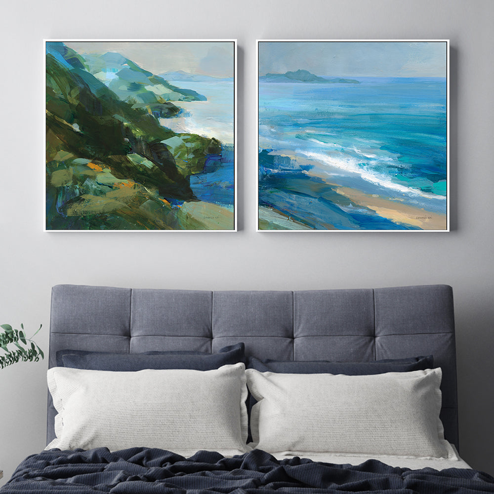 wall-art-print-canvas-poster-framed-Rocky Shoreline, Style A & B, Set Of 2 , By Danhui Nai-2