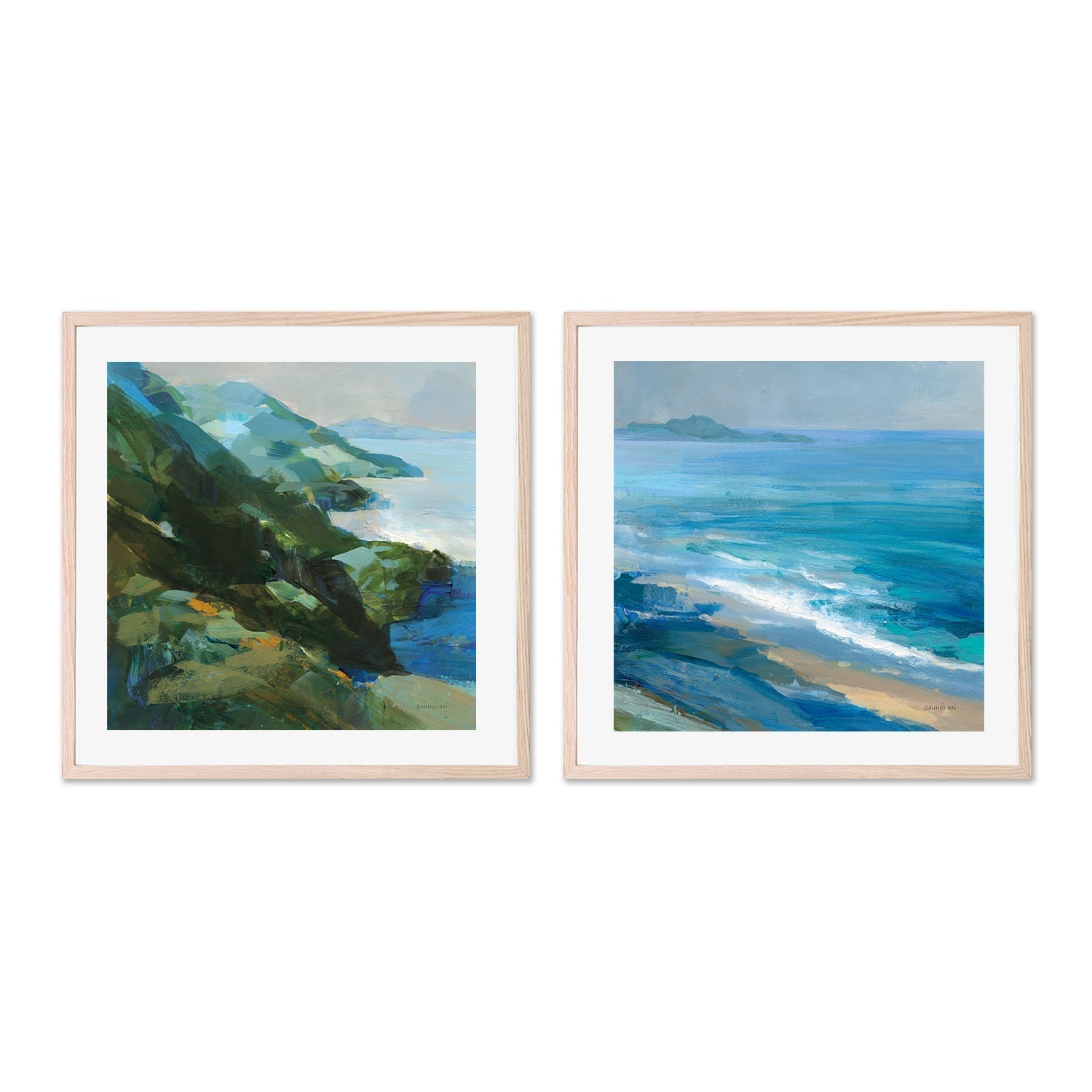 wall-art-print-canvas-poster-framed-Rocky Shoreline, Style A & B, Set Of 2 , By Danhui Nai-6