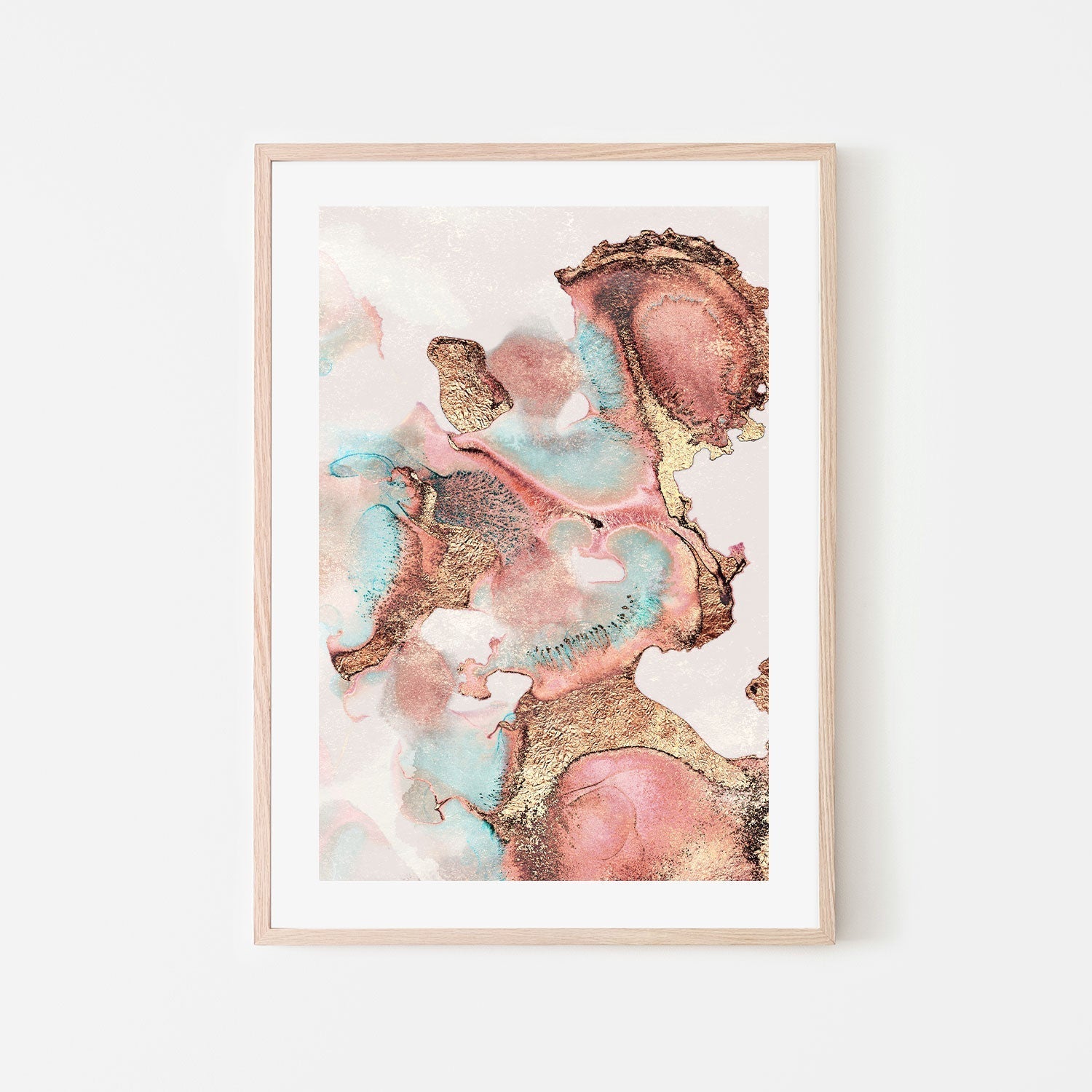 wall-art-print-canvas-poster-framed-Rose Gold and Teal Ink Design-GIOIA-WALL-ART