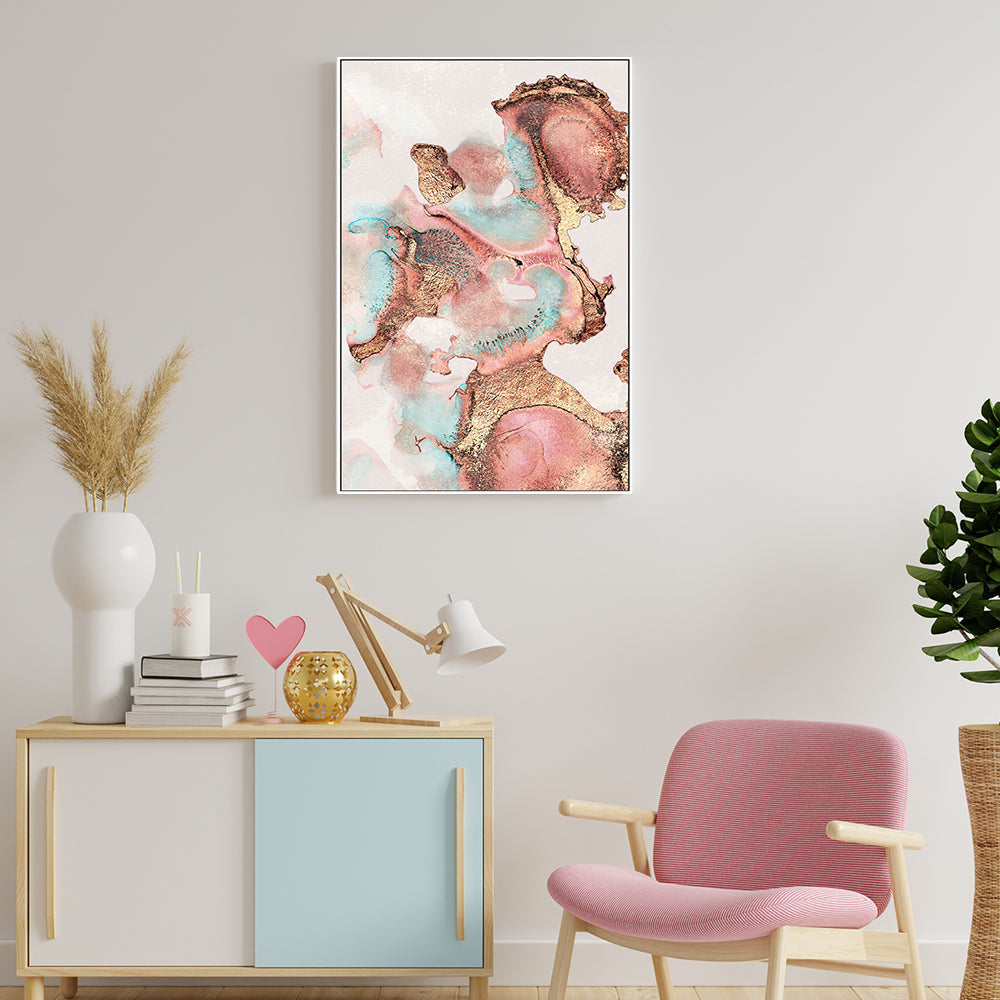 wall-art-print-canvas-poster-framed-Rose Gold and Teal Ink Design-GIOIA-WALL-ART