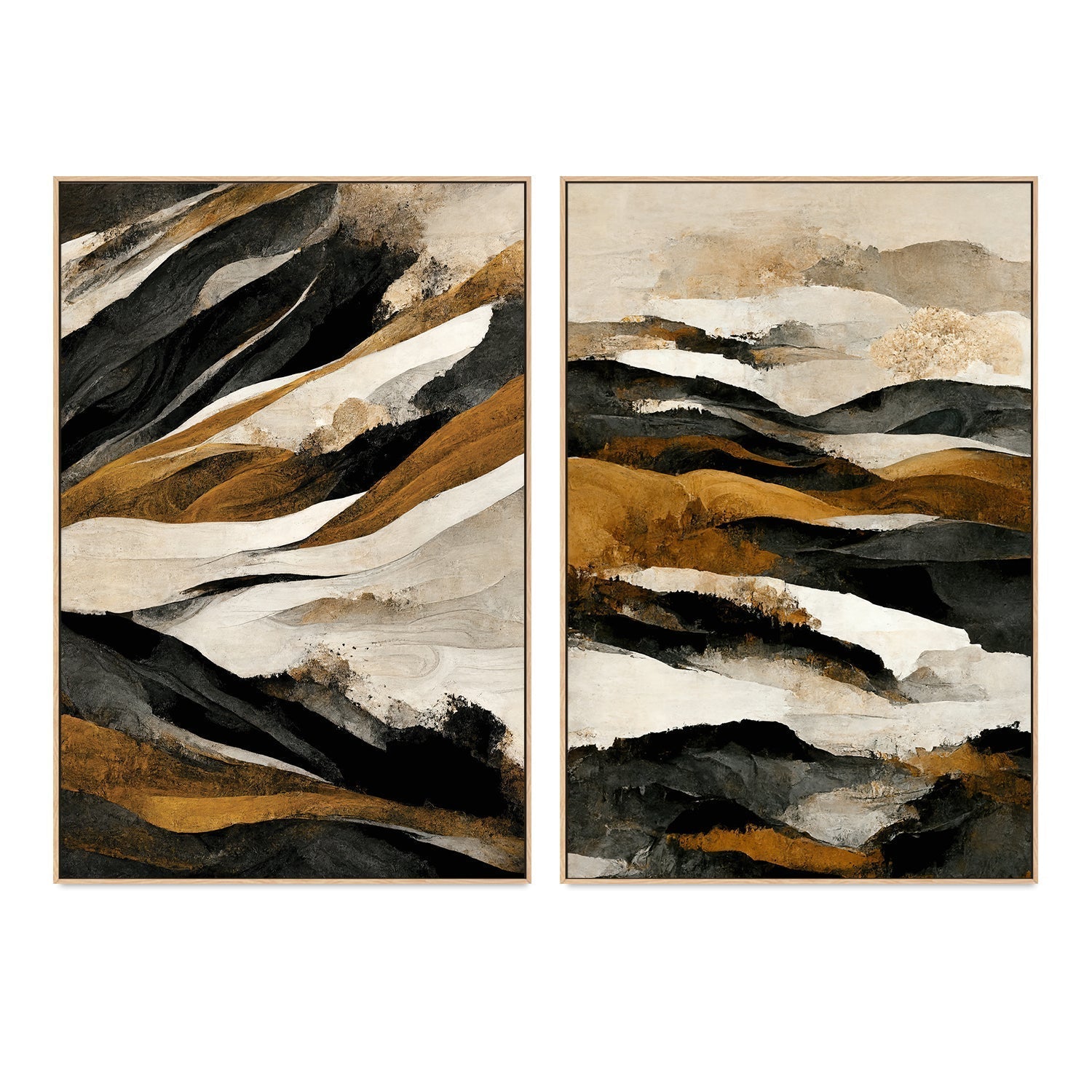 wall-art-print-canvas-poster-framed-Rough Mountains, Style A & B, Set Of 2 , By Treechild-GIOIA-WALL-ART