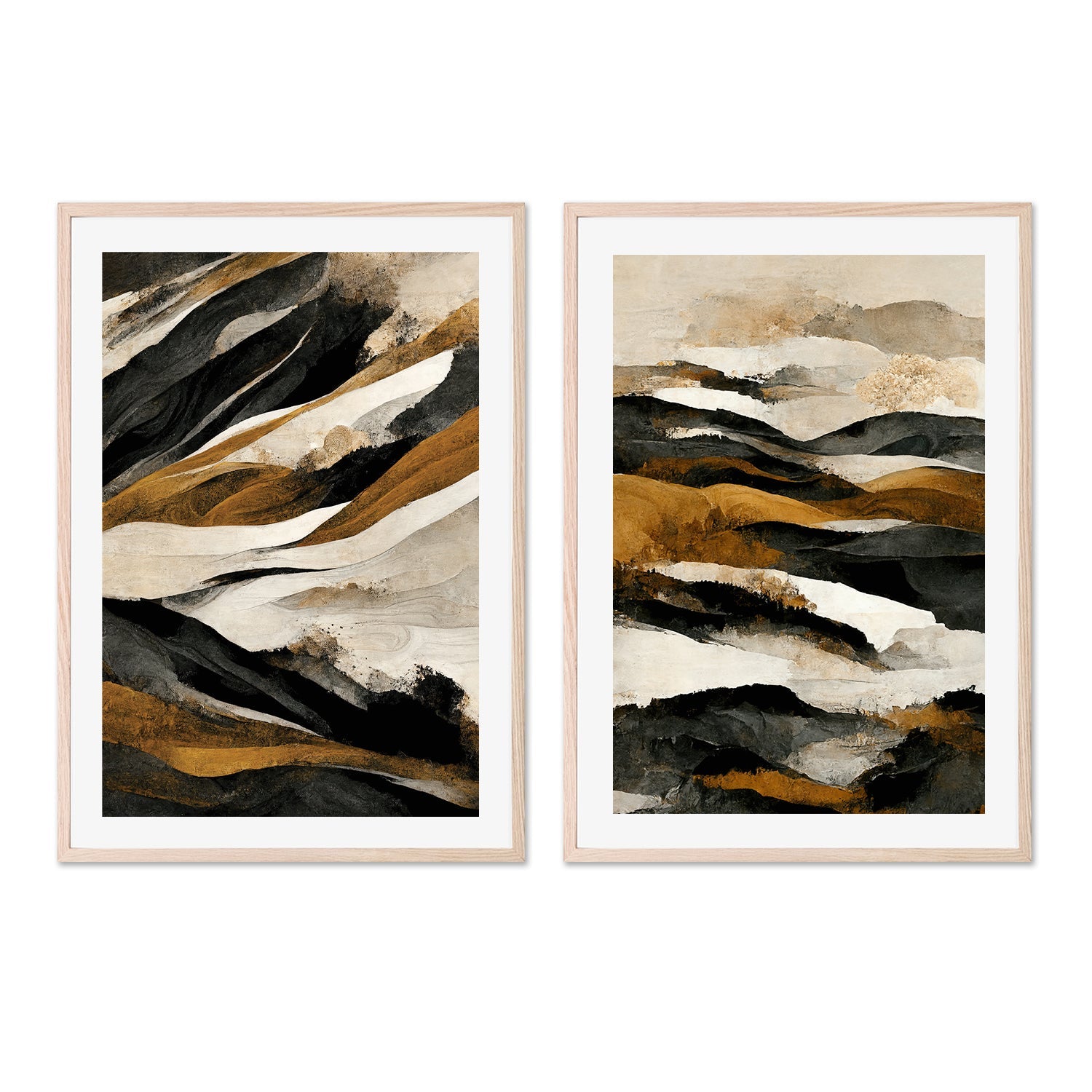 wall-art-print-canvas-poster-framed-Rough Mountains, Style A & B, Set Of 2 , By Treechild-GIOIA-WALL-ART