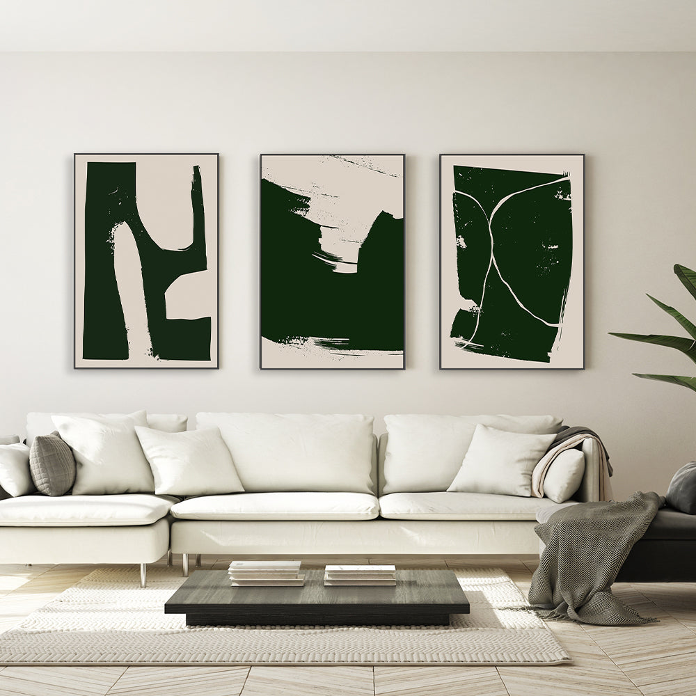 wall-art-print-canvas-poster-framed-Rough Strokes, Style A, B & C, Set Of 3-GIOIA-WALL-ART