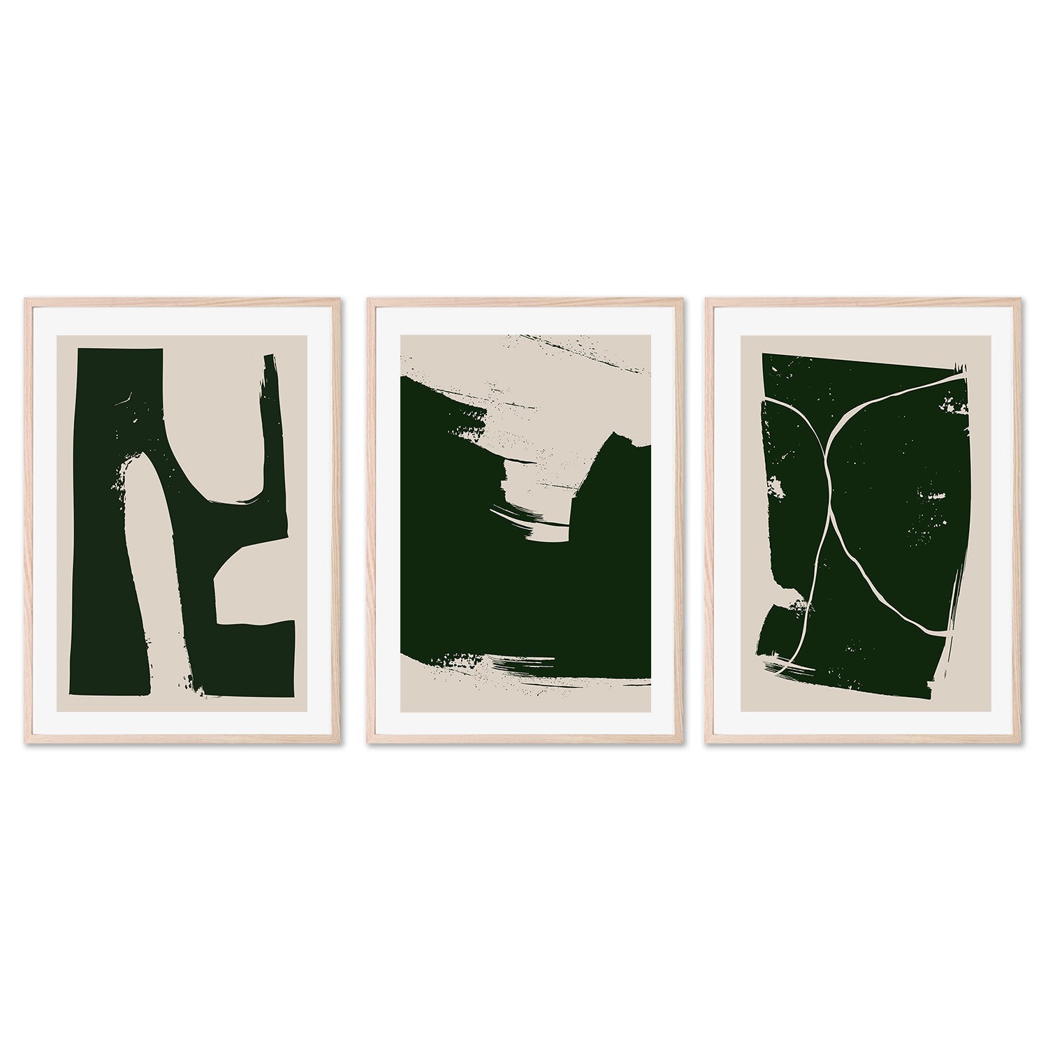 wall-art-print-canvas-poster-framed-Rough Strokes, Style A, B & C, Set Of 3-GIOIA-WALL-ART