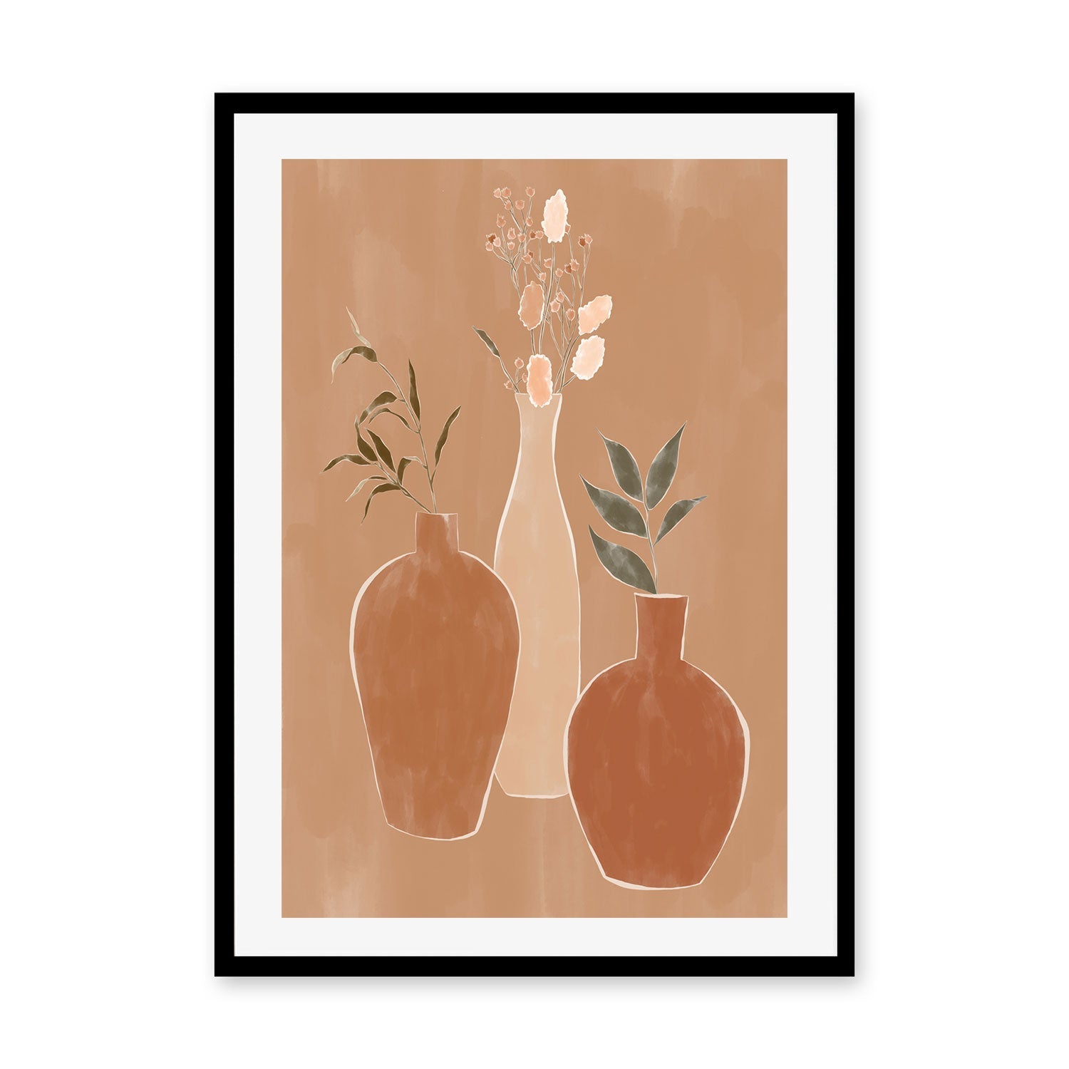 wall-art-print-canvas-poster-framed-Rustic Flower Vases , By Ivy Green Illustrations-GIOIA-WALL-ART