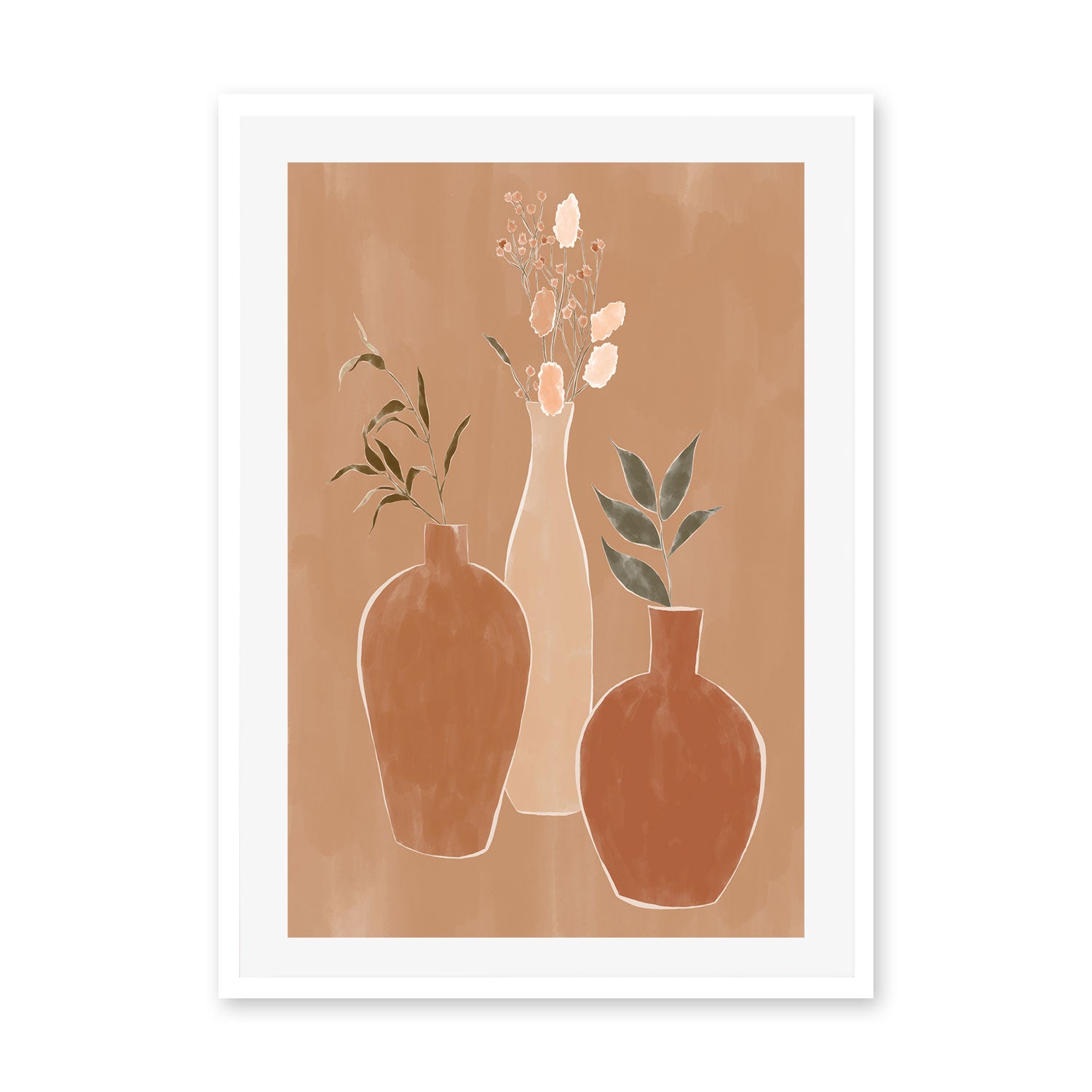 wall-art-print-canvas-poster-framed-Rustic Flower Vases , By Ivy Green Illustrations-GIOIA-WALL-ART