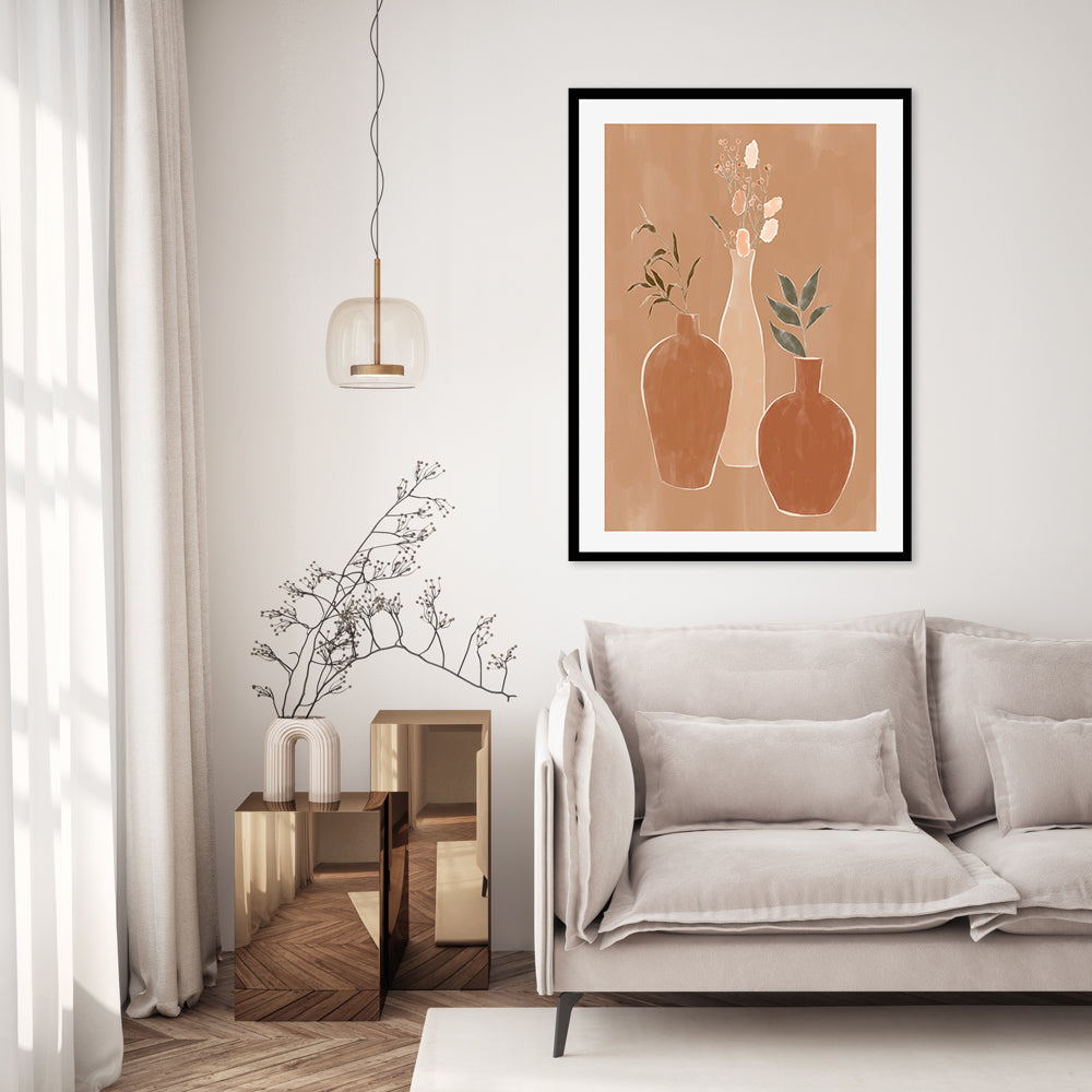 wall-art-print-canvas-poster-framed-Rustic Flower Vases , By Ivy Green Illustrations-GIOIA-WALL-ART