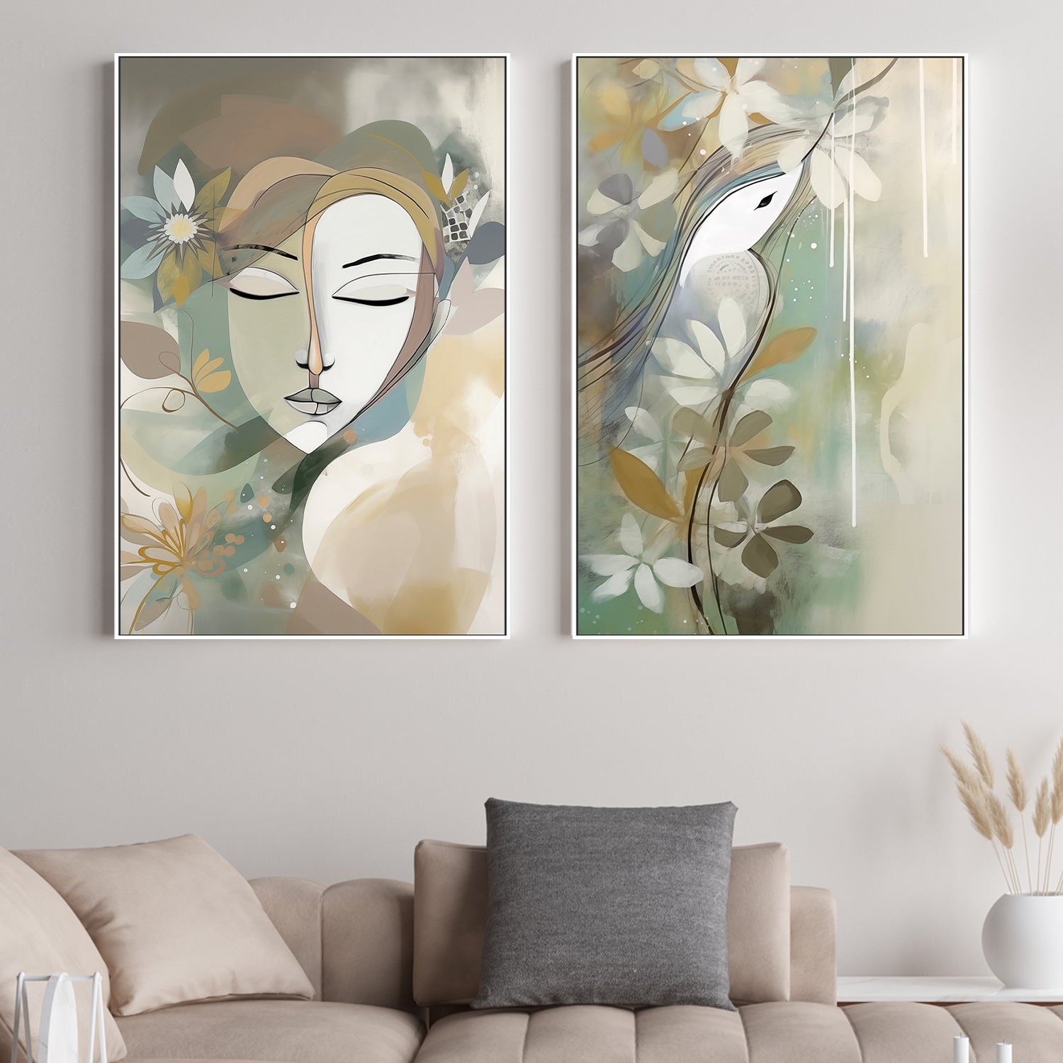 wall-art-print-canvas-poster-framed-Sage, Style A & B, Set Of 2 , By Bella Eve-2