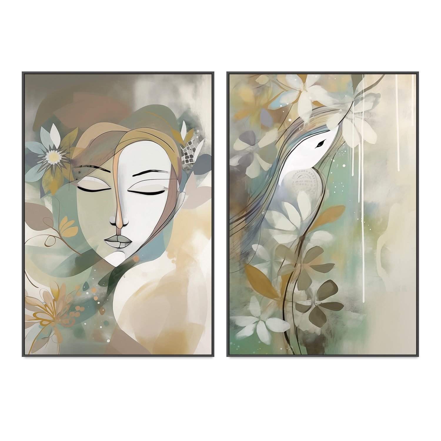 wall-art-print-canvas-poster-framed-Sage, Style A & B, Set Of 2 , By Bella Eve-3