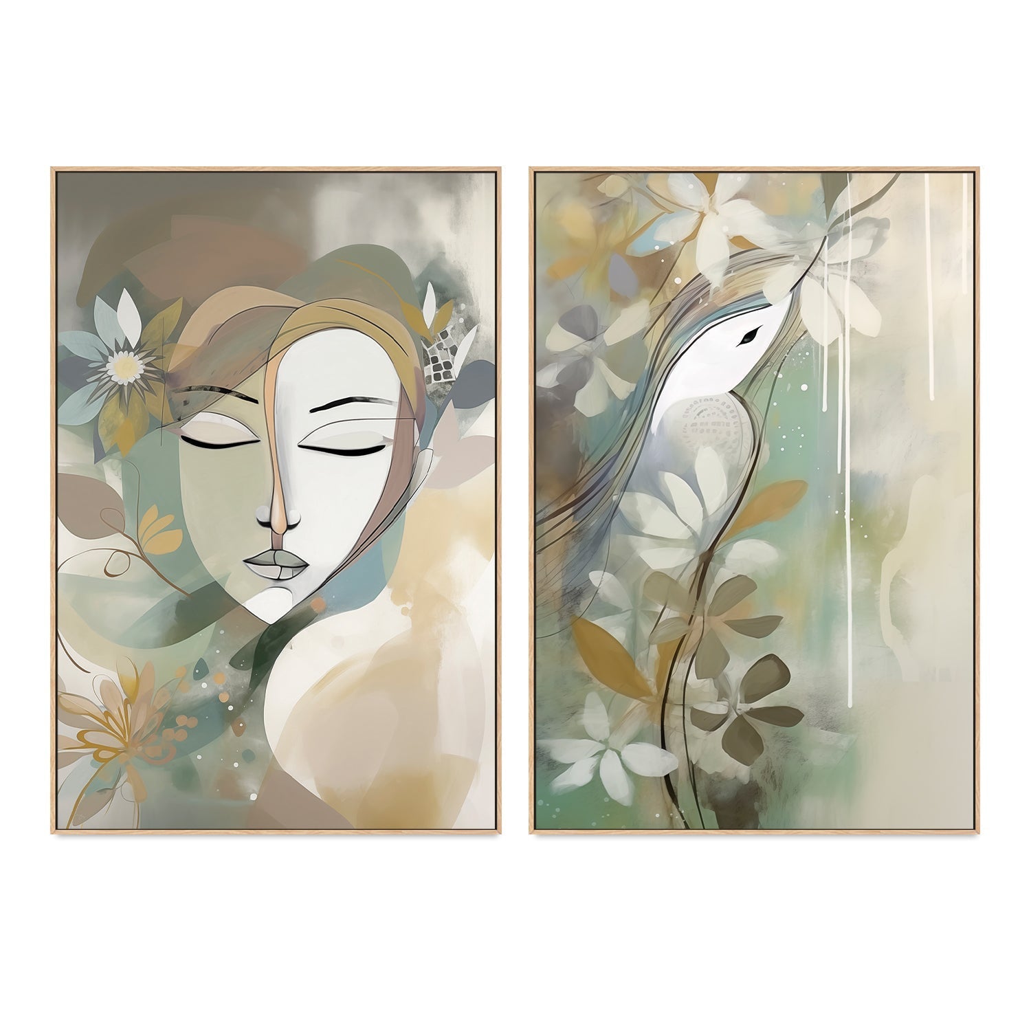 wall-art-print-canvas-poster-framed-Sage, Style A & B, Set Of 2 , By Bella Eve-4