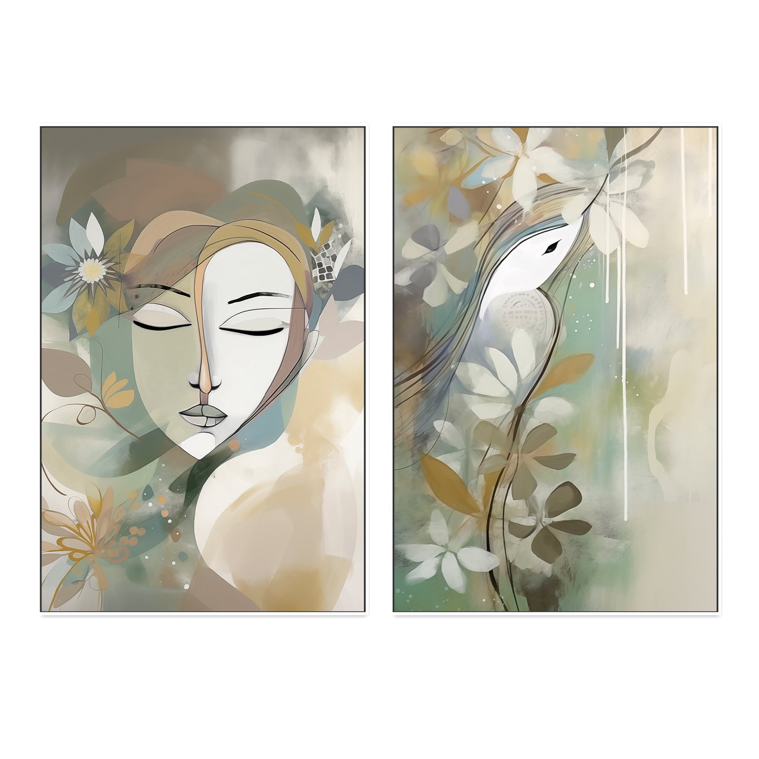 wall-art-print-canvas-poster-framed-Sage, Style A & B, Set Of 2 , By Bella Eve-5