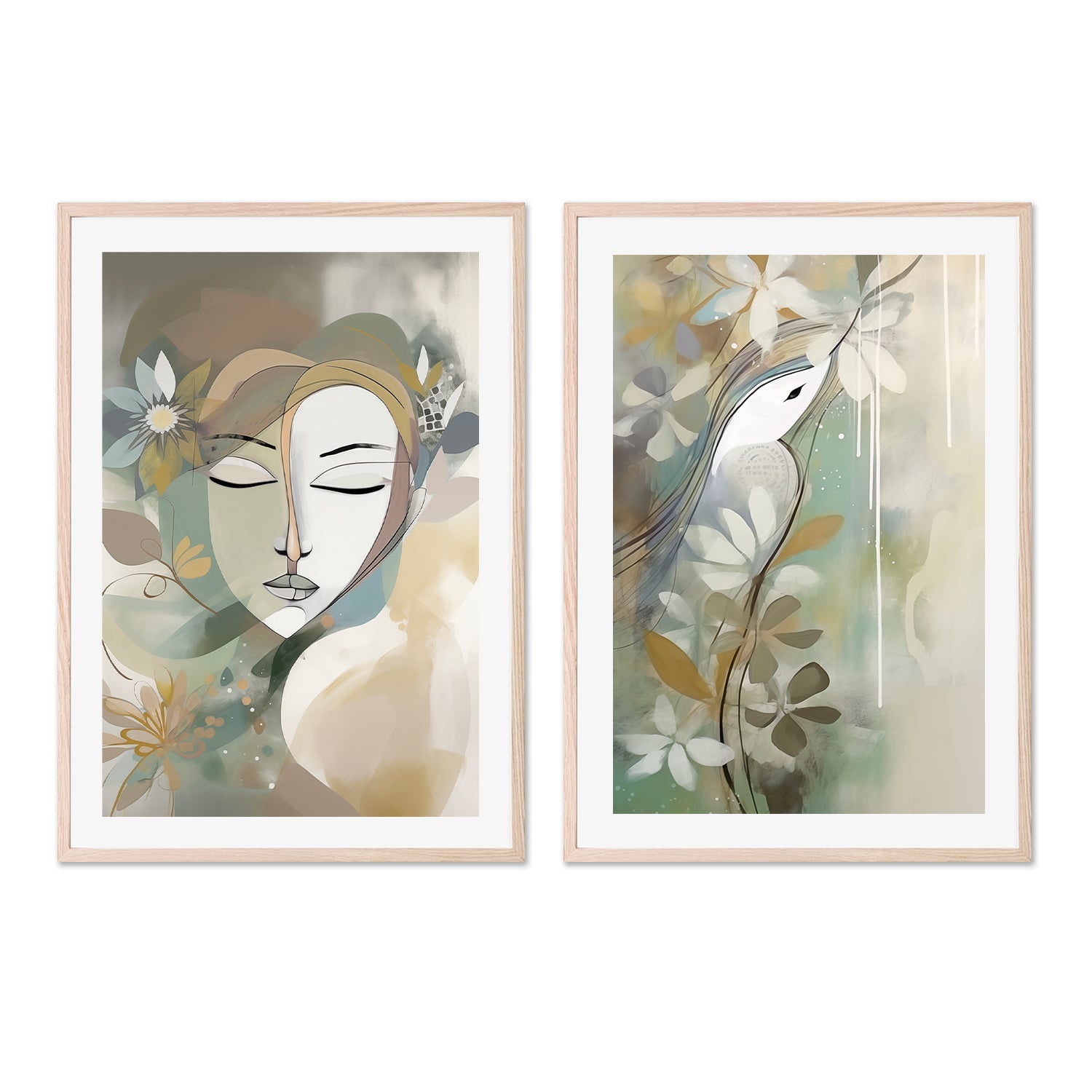 wall-art-print-canvas-poster-framed-Sage, Style A & B, Set Of 2 , By Bella Eve-6