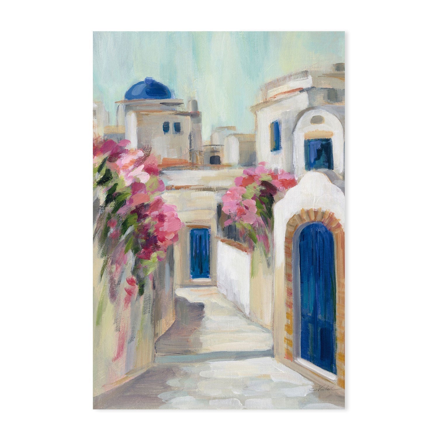 wall-art-print-canvas-poster-framed-Santorini Street, Style A-by-Silvia Vassileva-Gioia Wall Art