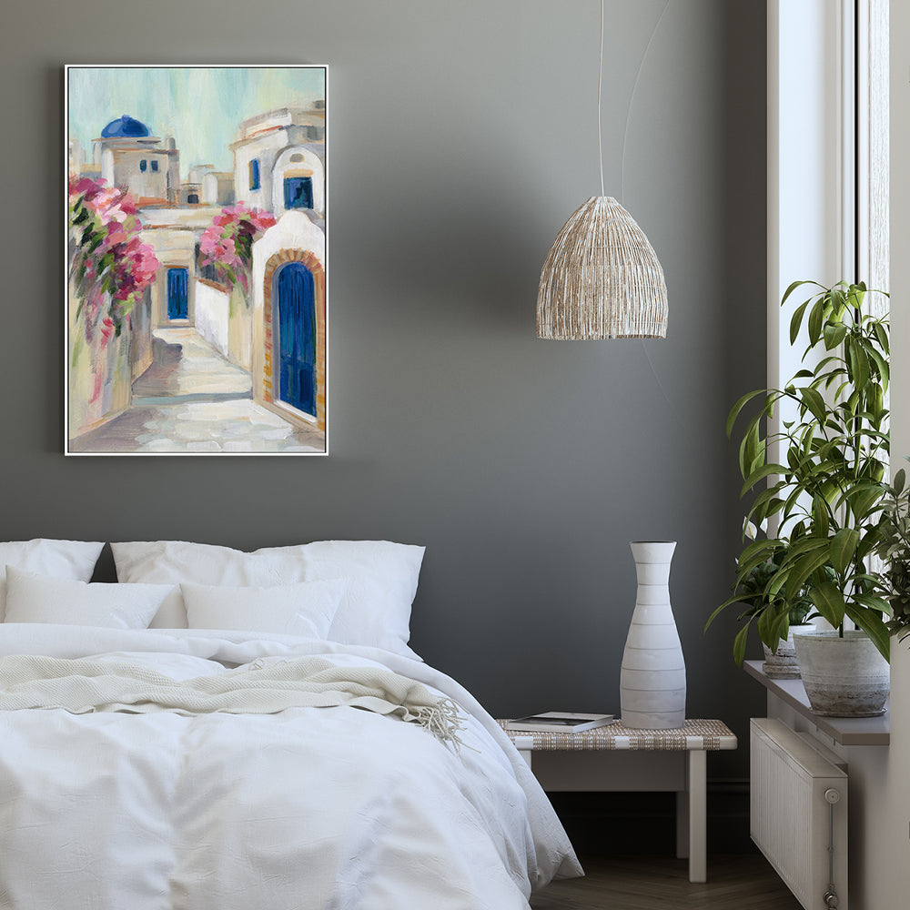 wall-art-print-canvas-poster-framed-Santorini Street, Style A-by-Silvia Vassileva-Gioia Wall Art