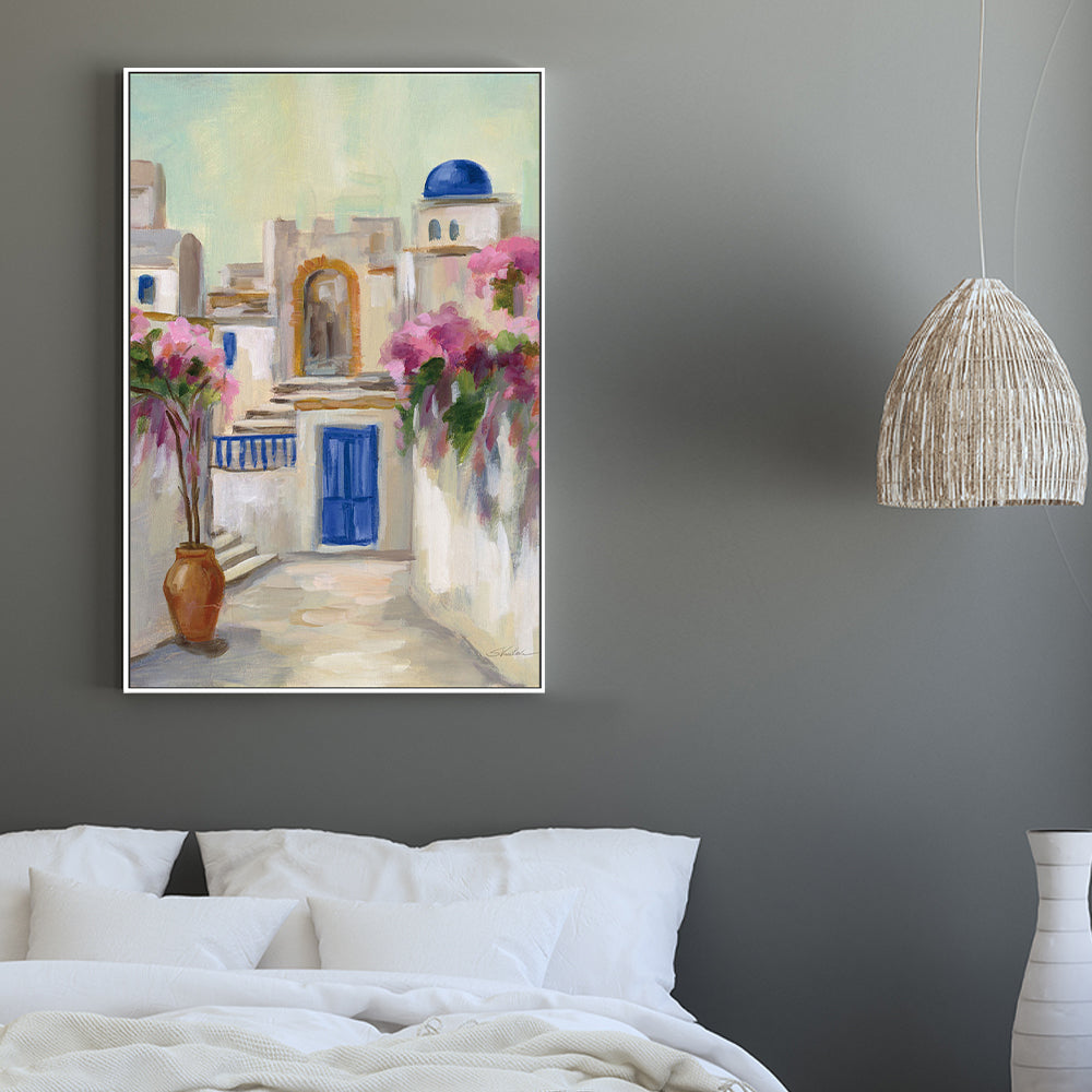 wall-art-print-canvas-poster-framed-Santorini Street, Style B-by-Silvia Vassileva-Gioia Wall Art