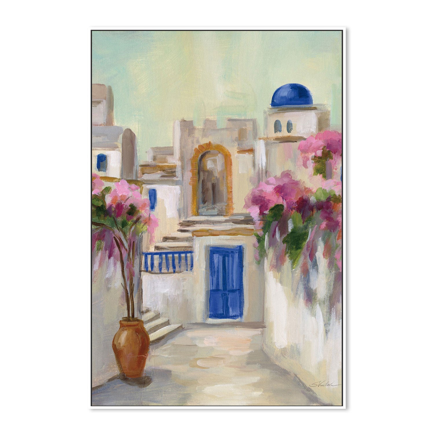 wall-art-print-canvas-poster-framed-Santorini Street, Style B-by-Silvia Vassileva-Gioia Wall Art