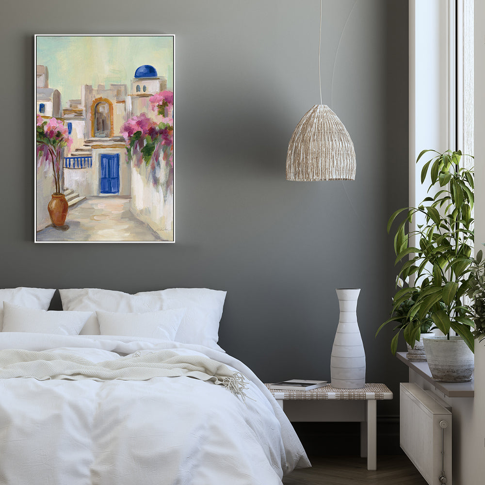 wall-art-print-canvas-poster-framed-Santorini Street, Style B-by-Silvia Vassileva-Gioia Wall Art