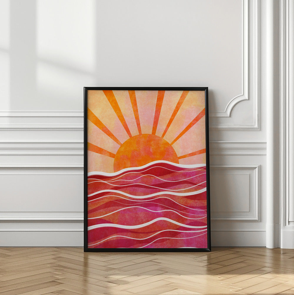 wall-art-print-canvas-poster-framed-Sea Sunset Pink , By EMELIEmaria-2