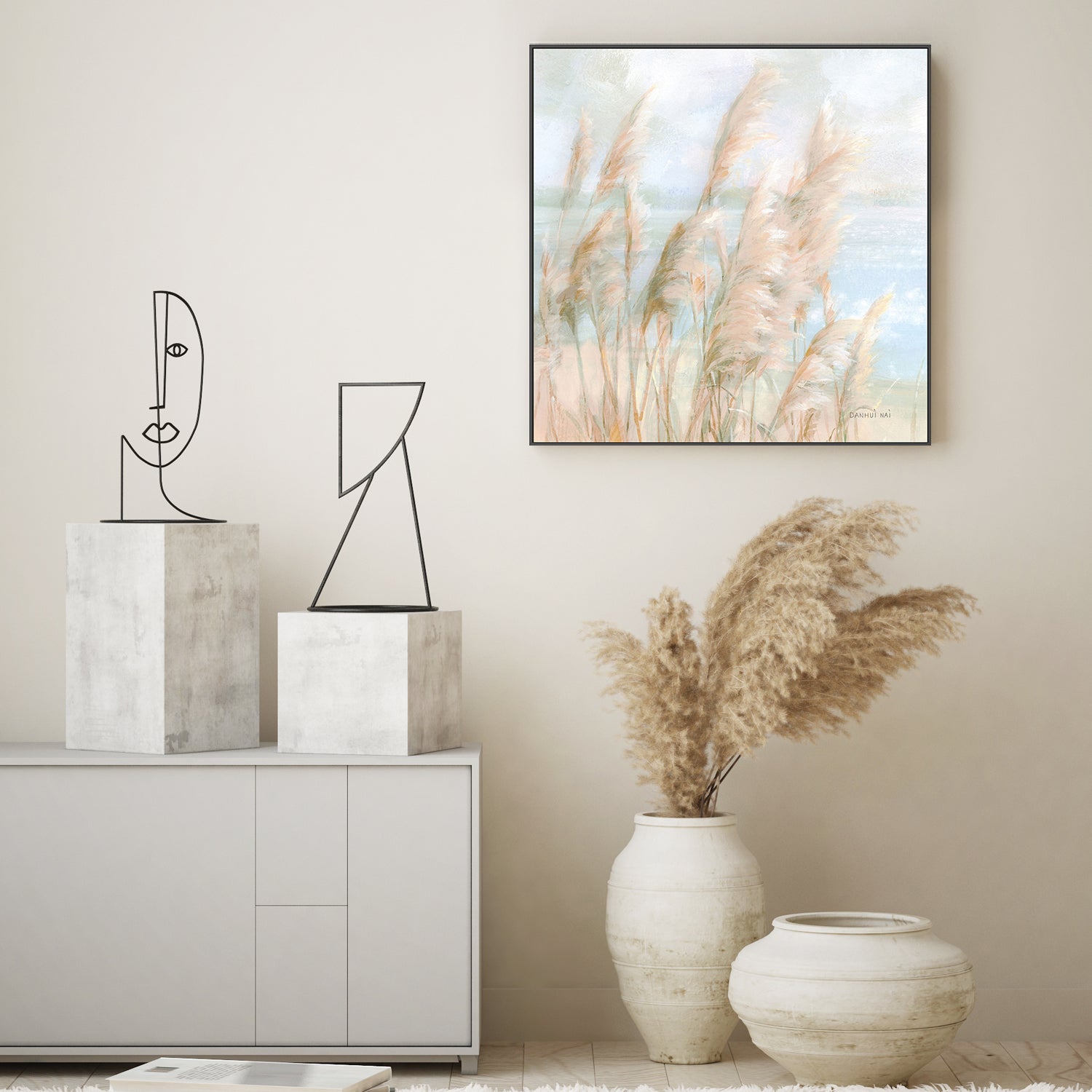 wall-art-print-canvas-poster-framed-Seaside Pampas Grass Light-by-Danhui Nai-Gioia Wall Art