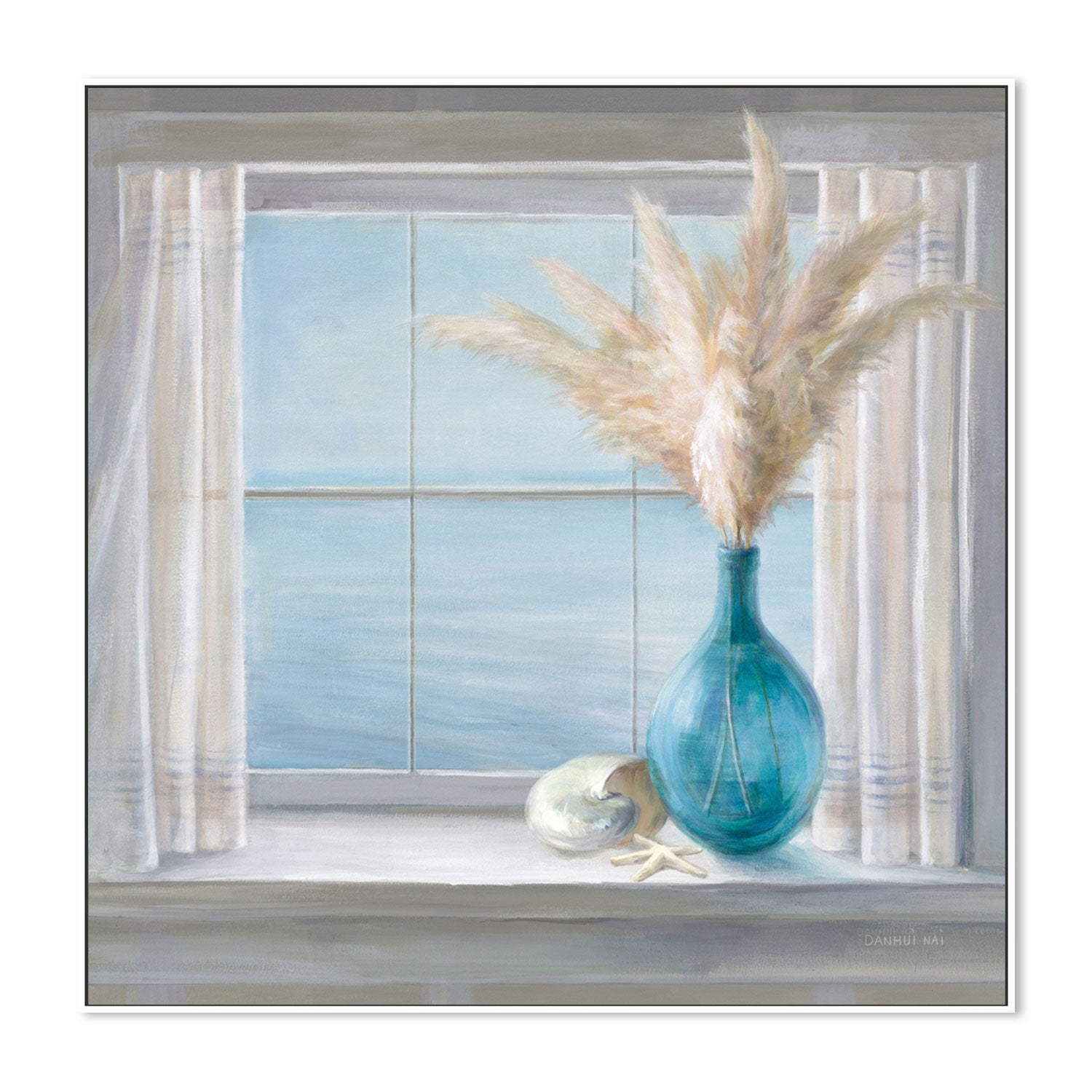 wall-art-print-canvas-poster-framed-Seaside View Beach House, Set of 2-by-Danhui Nai-Gioia Wall Art