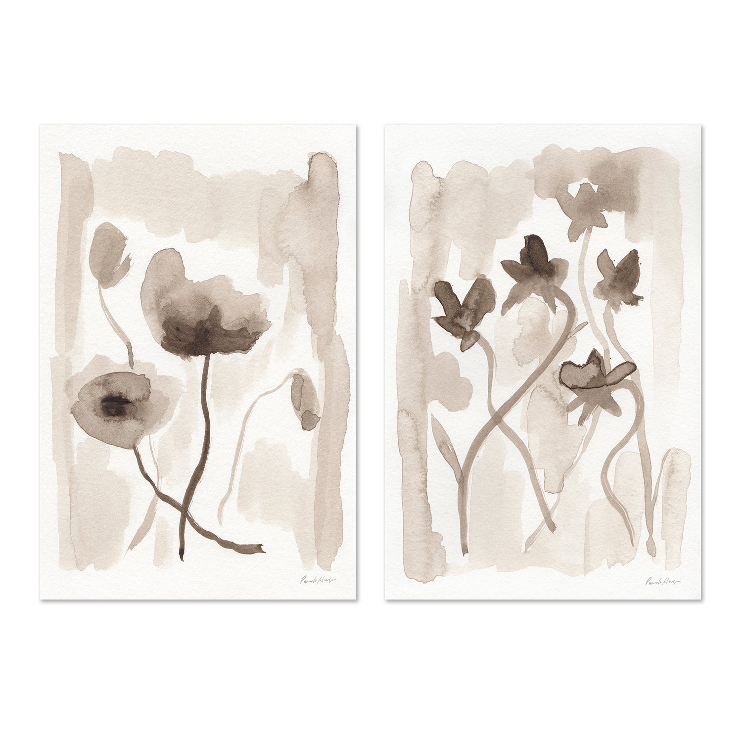 wall-art-print-canvas-poster-framed-Sepia Florals, Style A & B, Set Of 2 , By Pamela Munger-GIOIA-WALL-ART