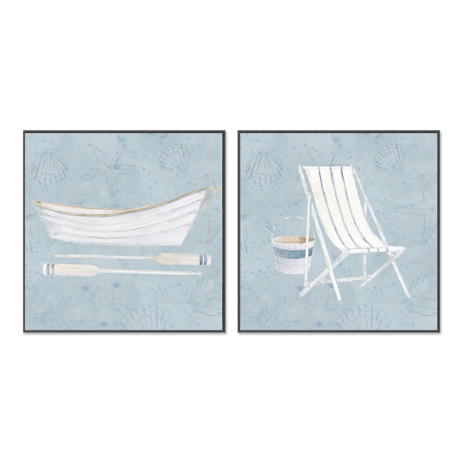 wall-art-print-canvas-poster-framed-Serene Seaside, Set of 2-by-James Wiens-Gioia Wall Art