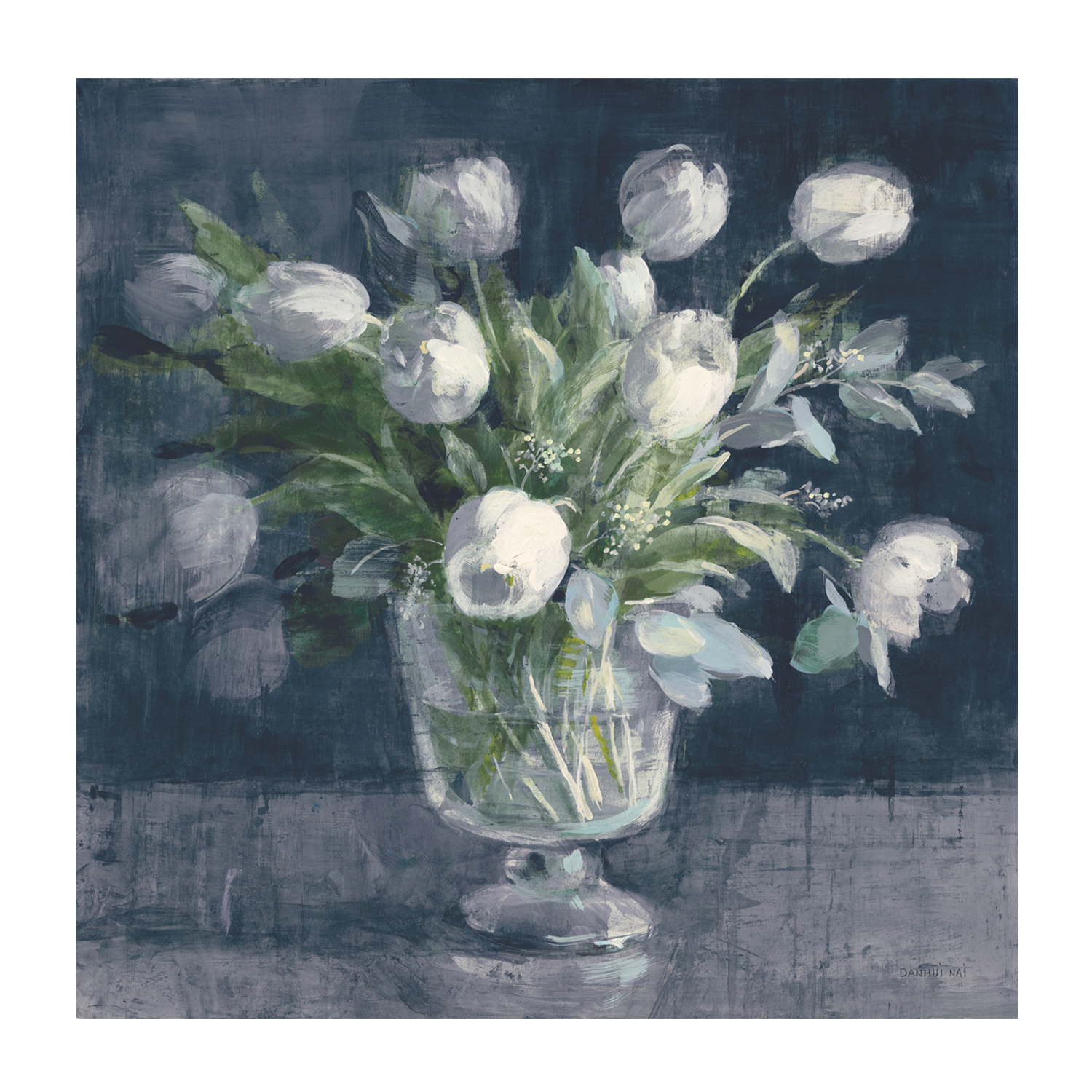 wall-art-print-canvas-poster-framed-Serene Tulips Navy , By Danhui Nai-GIOIA-WALL-ART