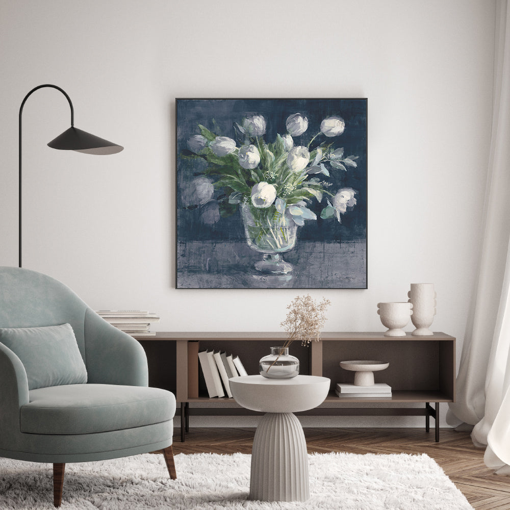 wall-art-print-canvas-poster-framed-Serene Tulips Navy , By Danhui Nai-GIOIA-WALL-ART