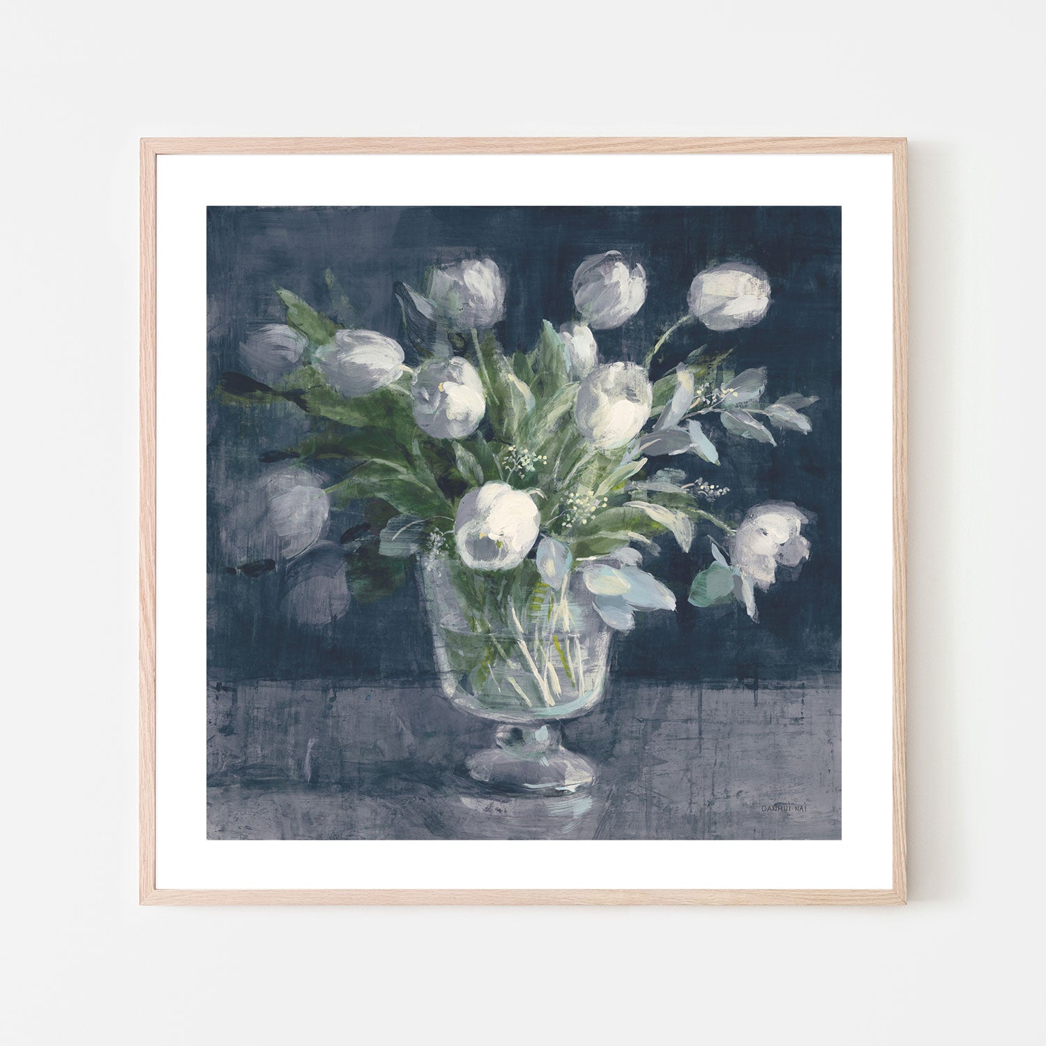 wall-art-print-canvas-poster-framed-Serene Tulips Navy , By Danhui Nai-GIOIA-WALL-ART