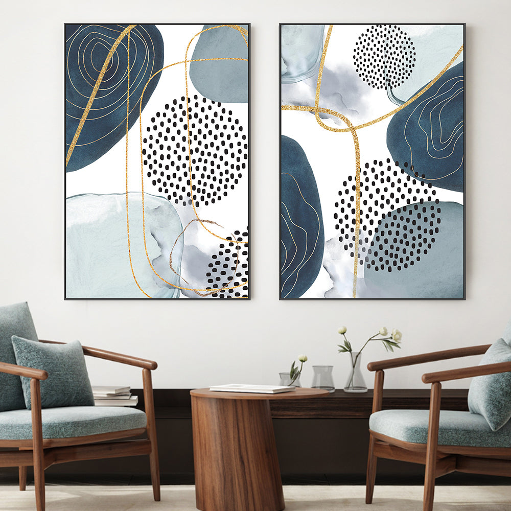 wall-art-print-canvas-poster-framed-Shapely Blue, Style A & B, Set Of 2 , By Sally Ann Moss-GIOIA-WALL-ART