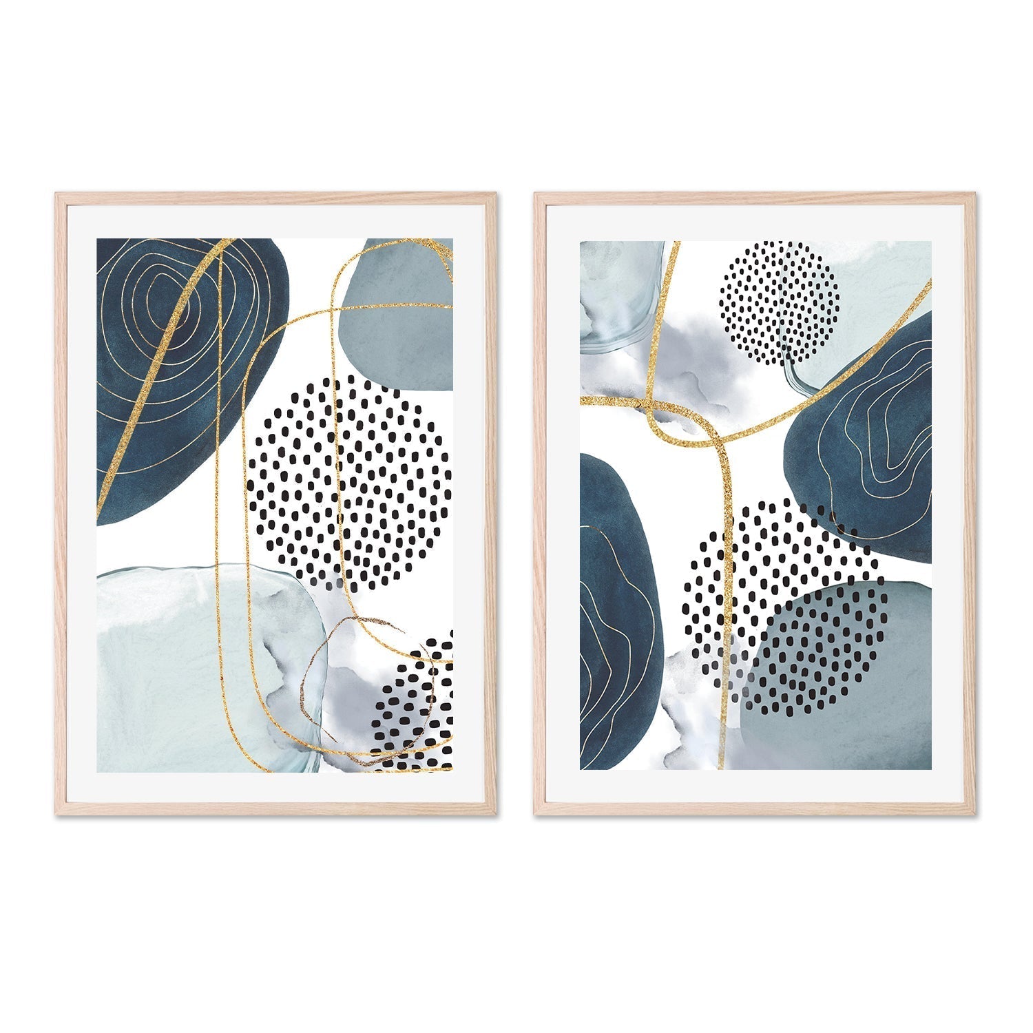 wall-art-print-canvas-poster-framed-Shapely Blue, Style A & B, Set Of 2 , By Sally Ann Moss-GIOIA-WALL-ART