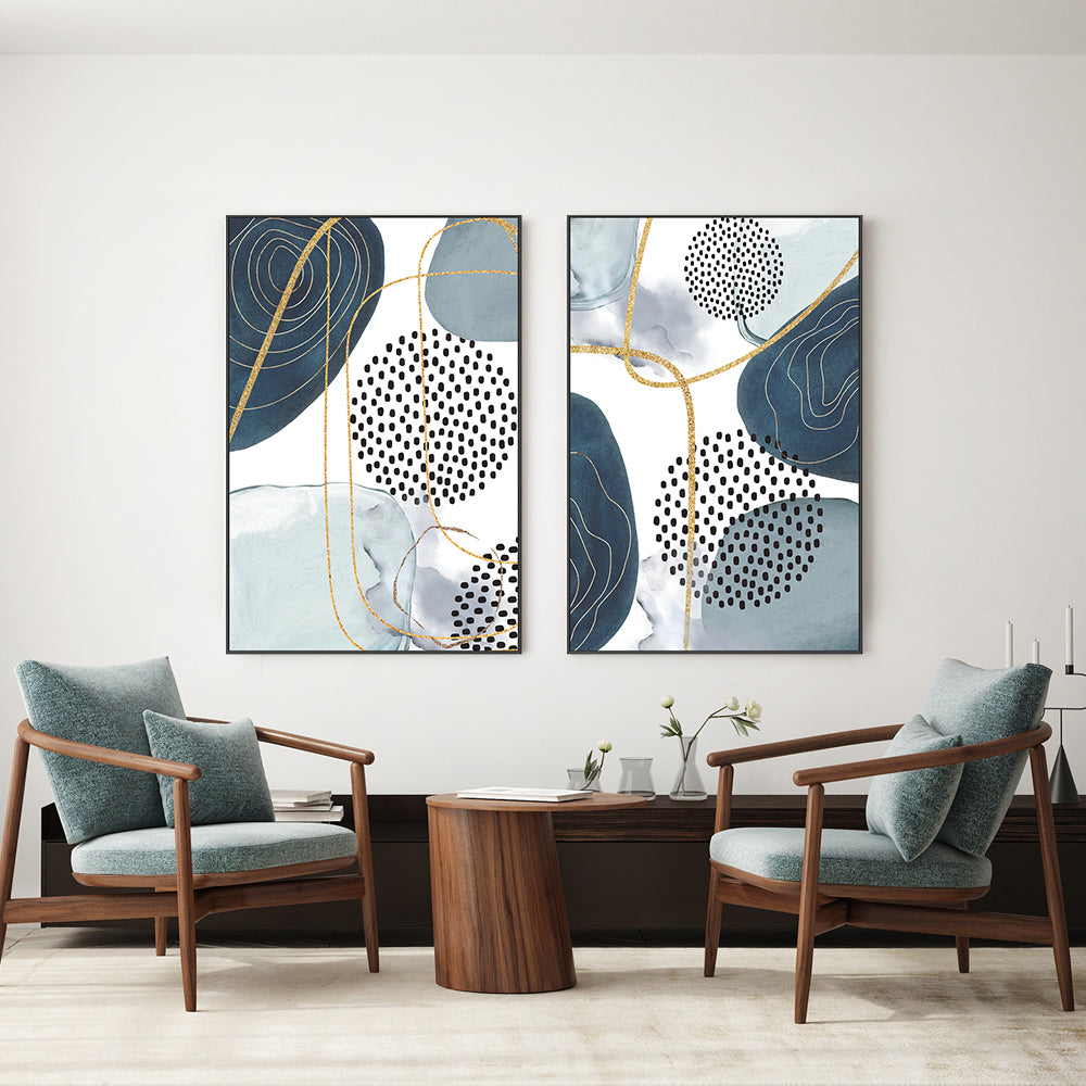 wall-art-print-canvas-poster-framed-Shapely Blue, Style A & B, Set Of 2 , By Sally Ann Moss-GIOIA-WALL-ART