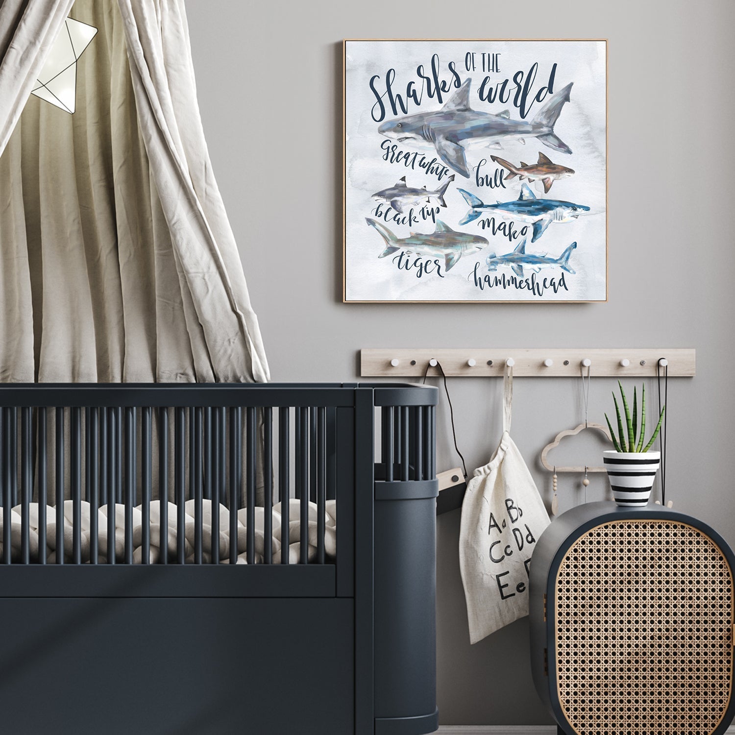 wall-art-print-canvas-poster-framed-Sharks Of The world , By Emily Wood-2