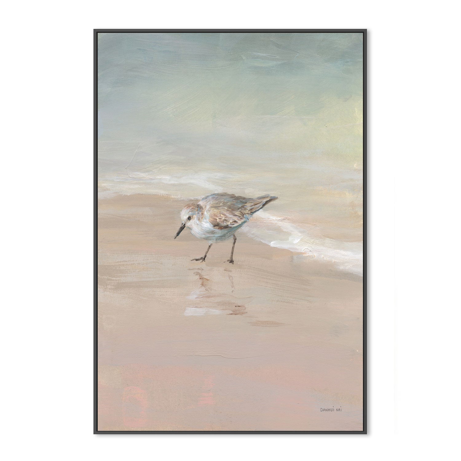 wall-art-print-canvas-poster-framed-Shorebird On The Sand, Style B , By Danhui Nai-GIOIA-WALL-ART