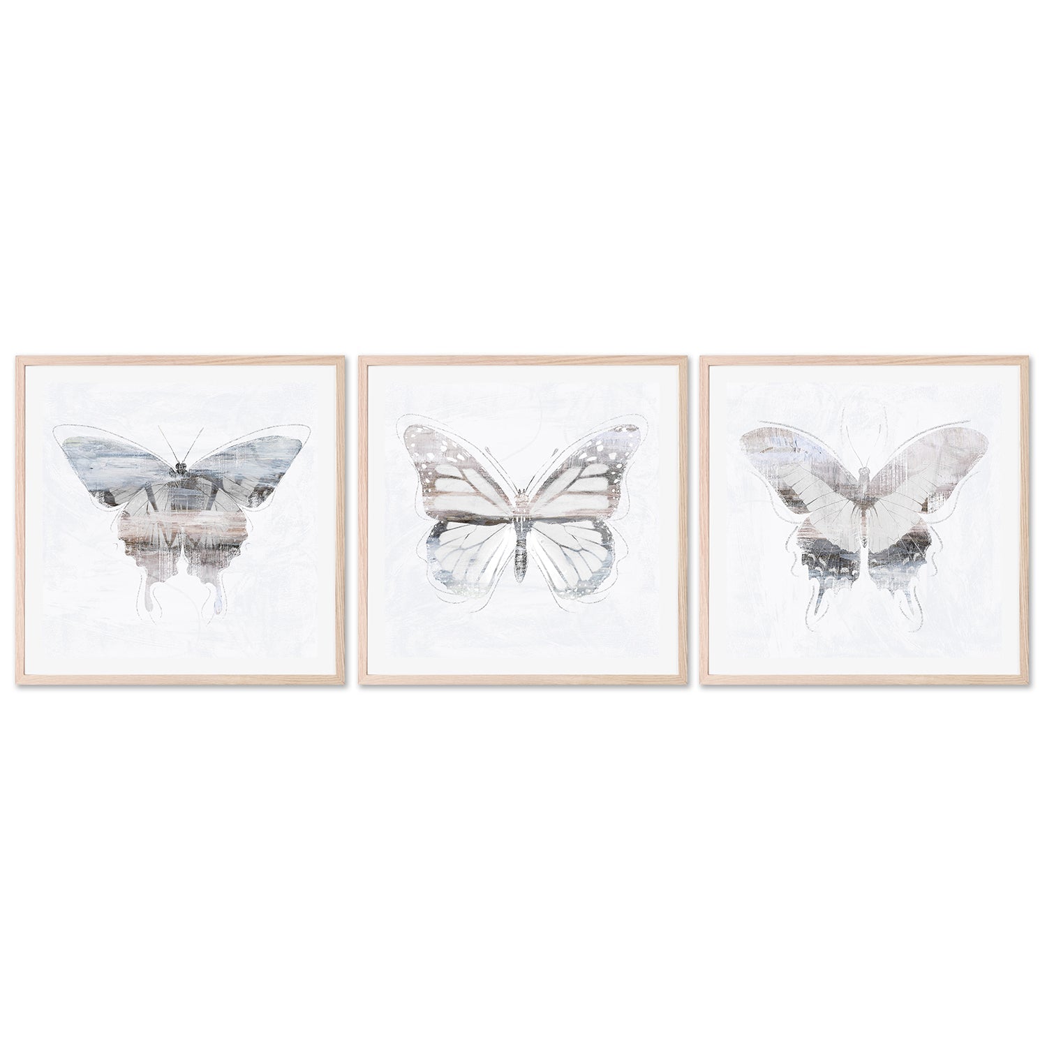 wall-art-print-canvas-poster-framed-Silver Butterfly, Style A, B & C, Set Of 3 , By Nina Blue-6