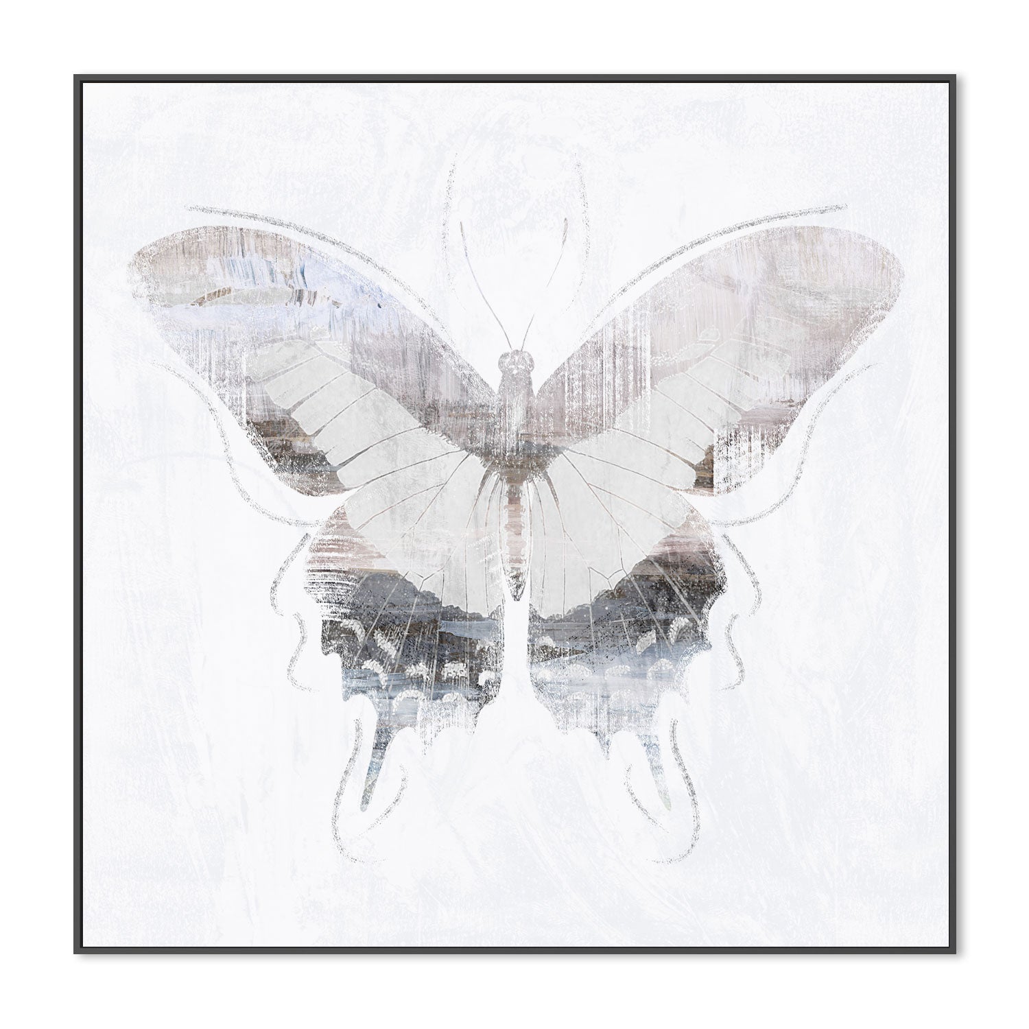 wall-art-print-canvas-poster-framed-Silver Butterfly, Style C , By Nina Blue-3