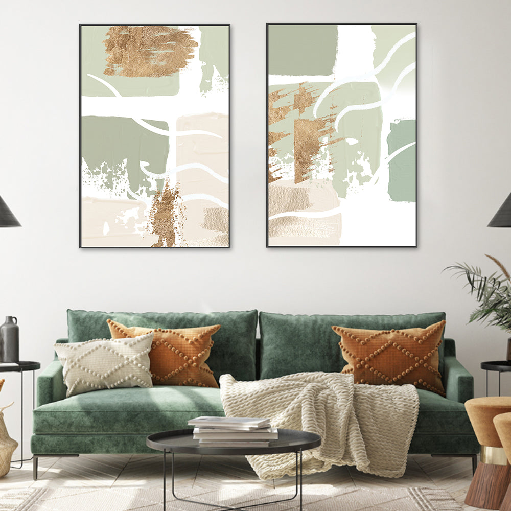 wall-art-print-canvas-poster-framed-Simply Green, Style A & B, Set Of 2 , By Sally Ann Moss-GIOIA-WALL-ART