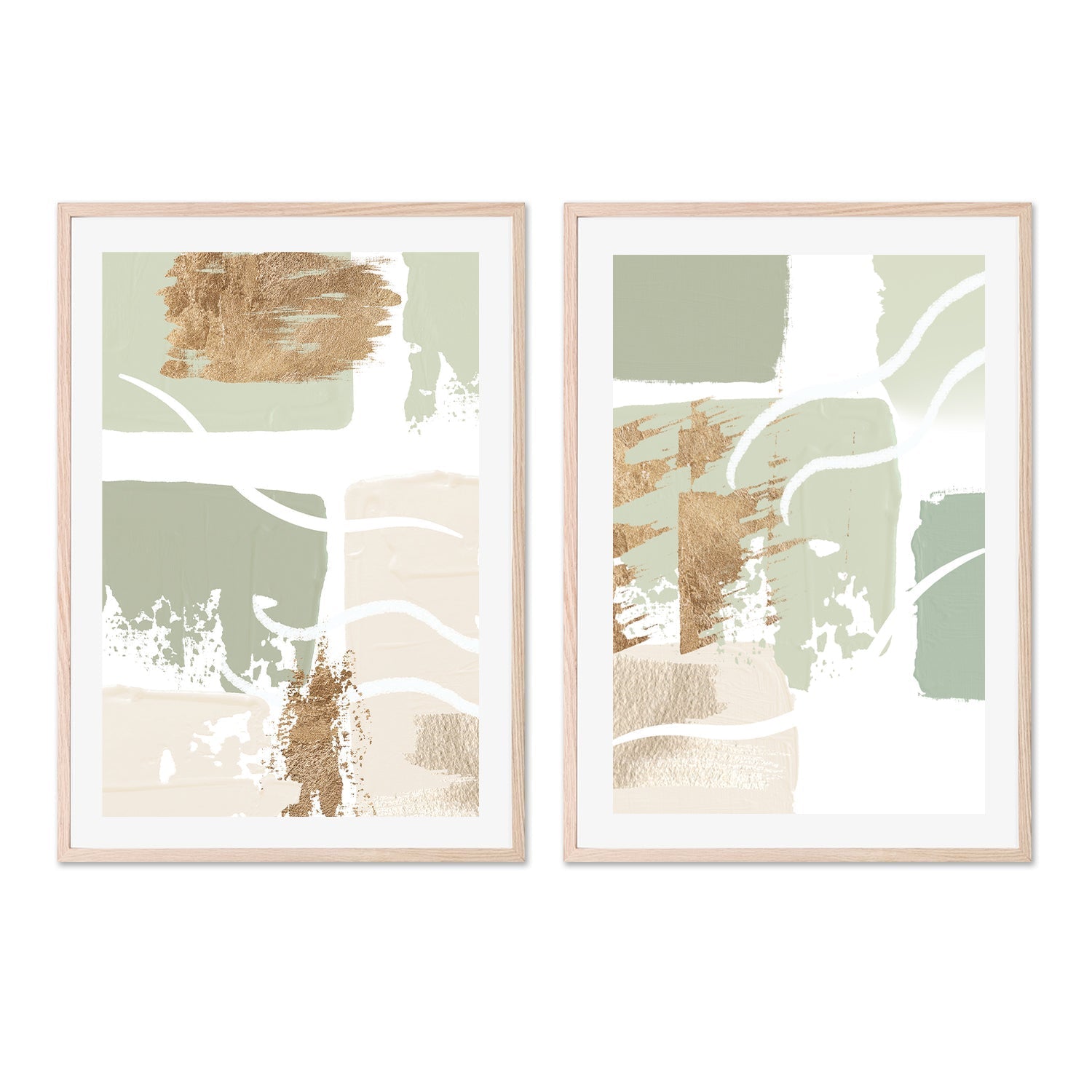 wall-art-print-canvas-poster-framed-Simply Green, Style A & B, Set Of 2 , By Sally Ann Moss-GIOIA-WALL-ART