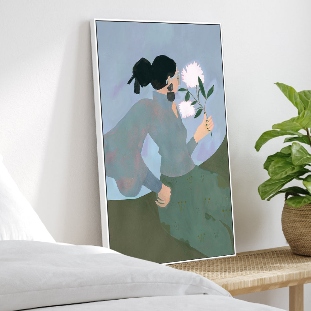 wall-art-print-canvas-poster-framed-Sitting With Flower-2