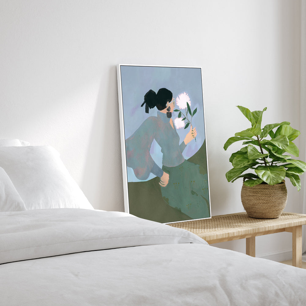 wall-art-print-canvas-poster-framed-Sitting With Flower-7