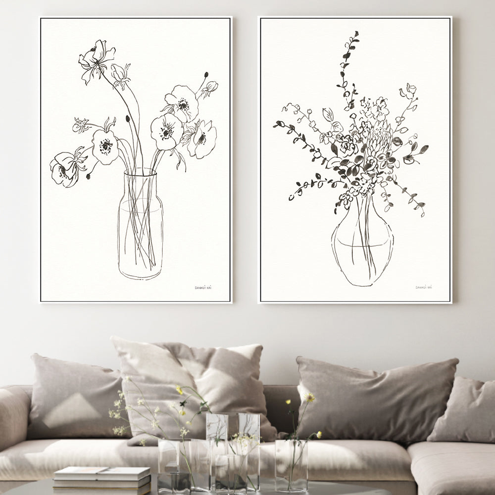 wall-art-print-canvas-poster-framed-Sketches of Spring, Style A & Style B, Set Of 2 , By Danhui Nai-GIOIA-WALL-ART